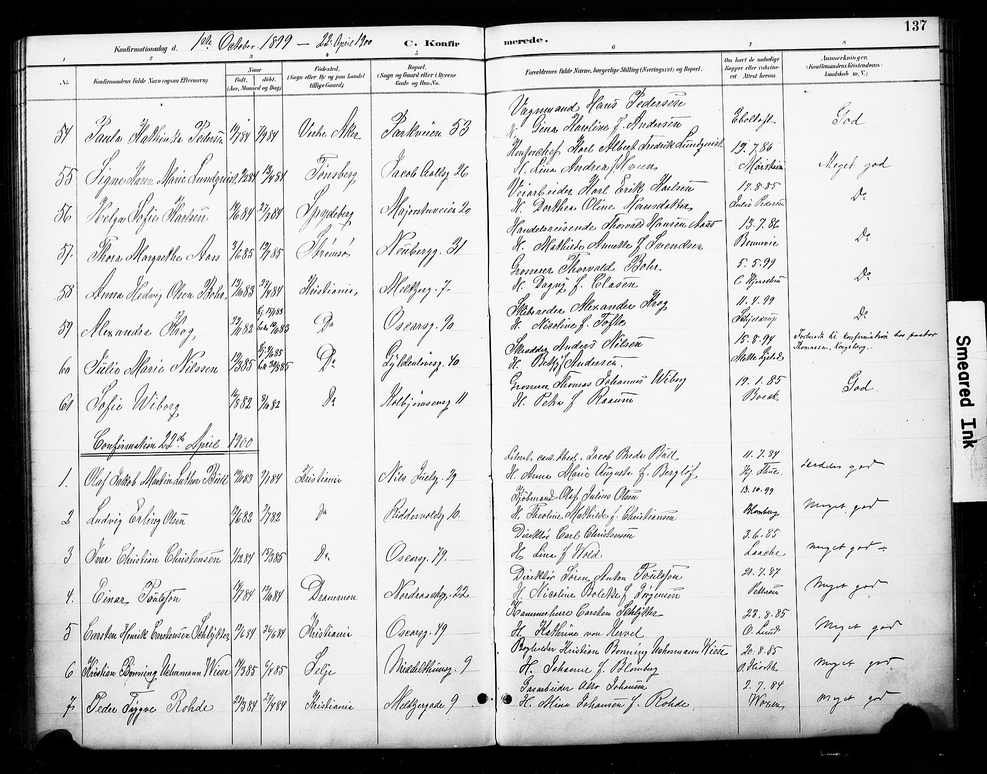 Uranienborg prestekontor Kirkebøker, SAO/A-10877/F/Fa/L0003: Parish register (official) no. 3, 1890-1904, p. 137