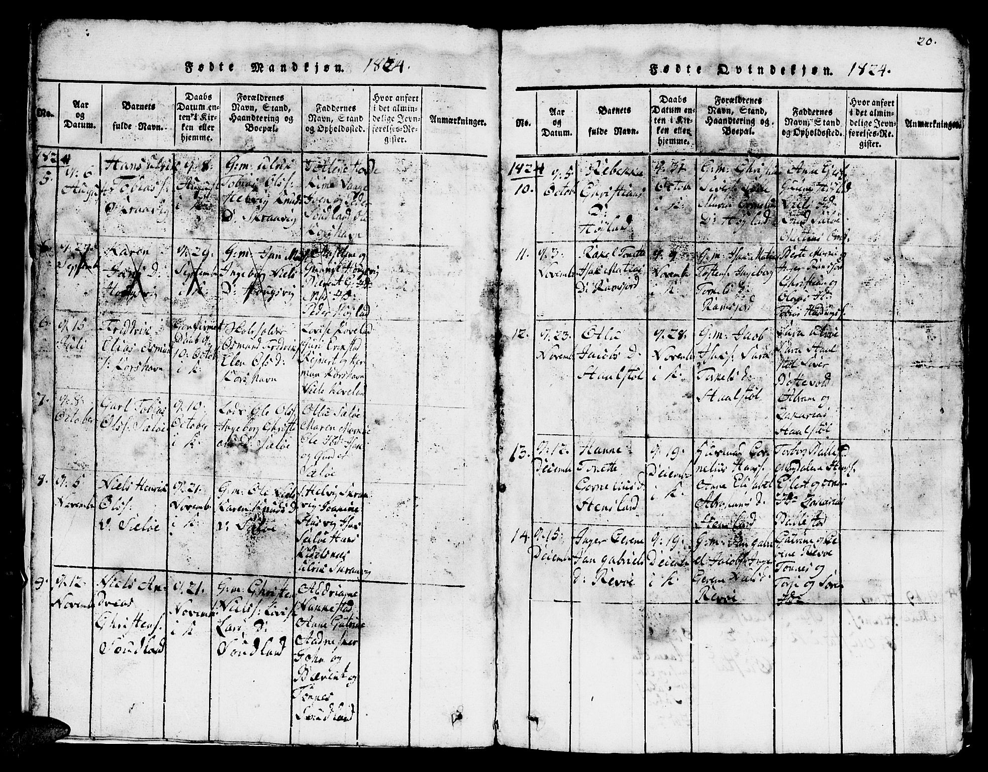 Lyngdal sokneprestkontor, AV/SAK-1111-0029/F/Fb/Fba/L0001: Parish register (copy) no. B 1, 1816-1876, p. 20