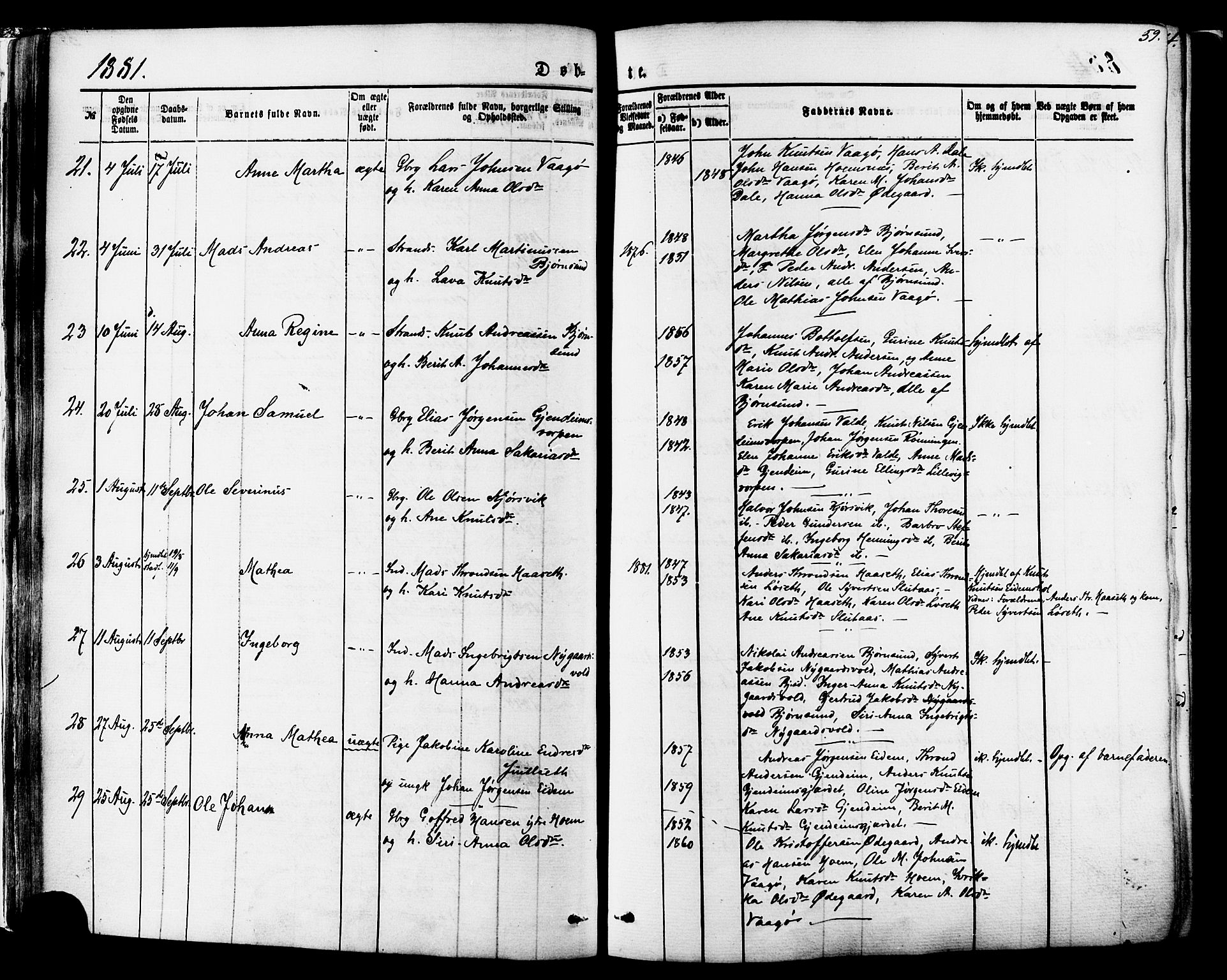 Ministerialprotokoller, klokkerbøker og fødselsregistre - Møre og Romsdal, AV/SAT-A-1454/565/L0749: Parish register (official) no. 565A03, 1871-1886, p. 59