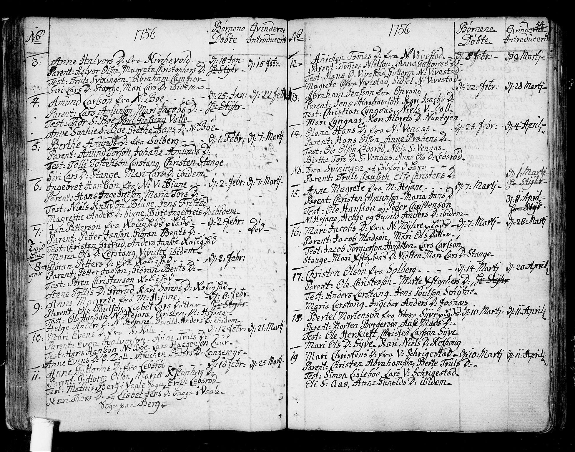 Ramnes kirkebøker, AV/SAKO-A-314/F/Fa/L0001: Parish register (official) no. I 1, 1732-1774, p. 54