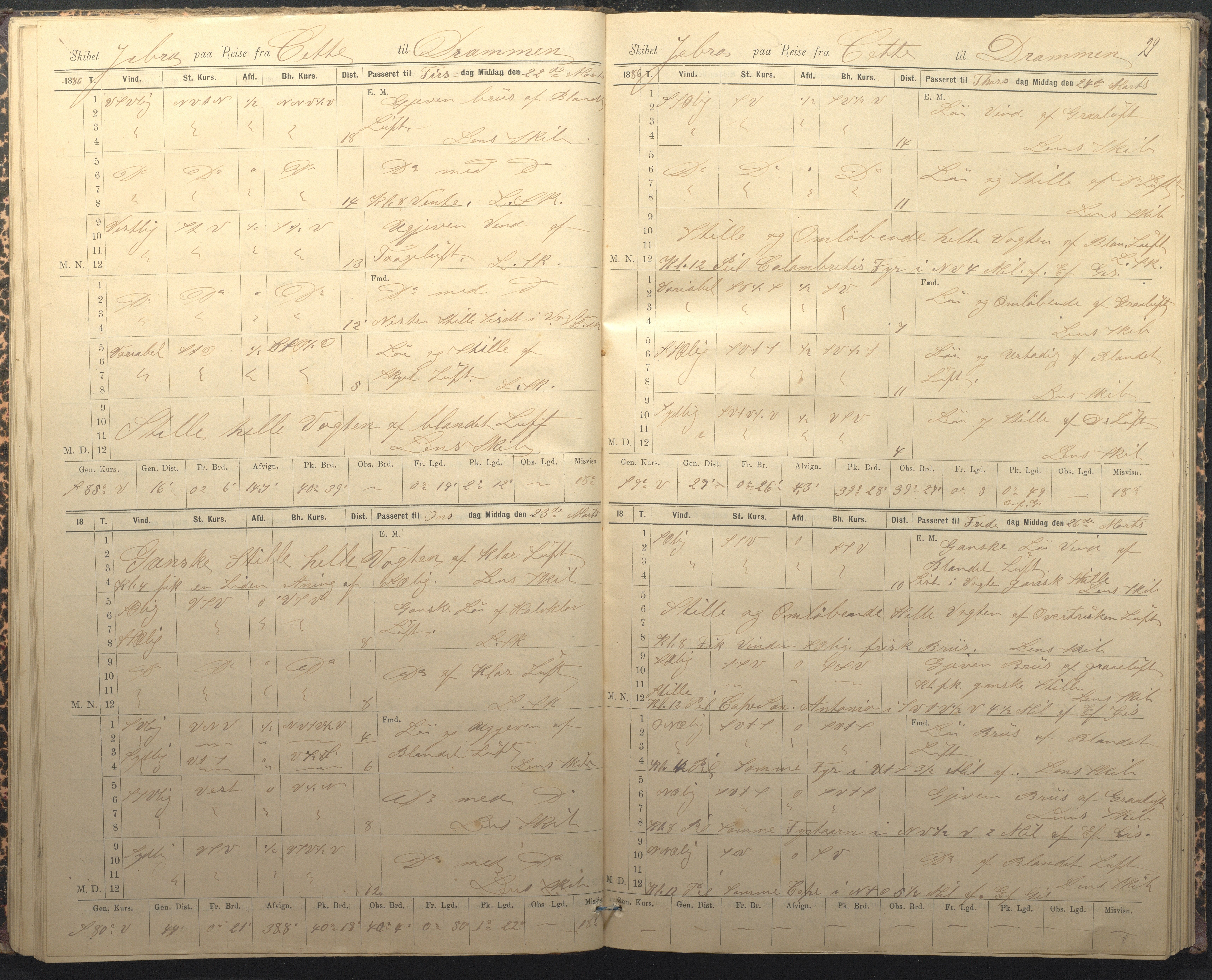 Fartøysarkivet, AAKS/PA-1934/F/L0184/0012: Flere fartøy (se mappenivå) / Jeba (skip), 1885-1886, p. 29