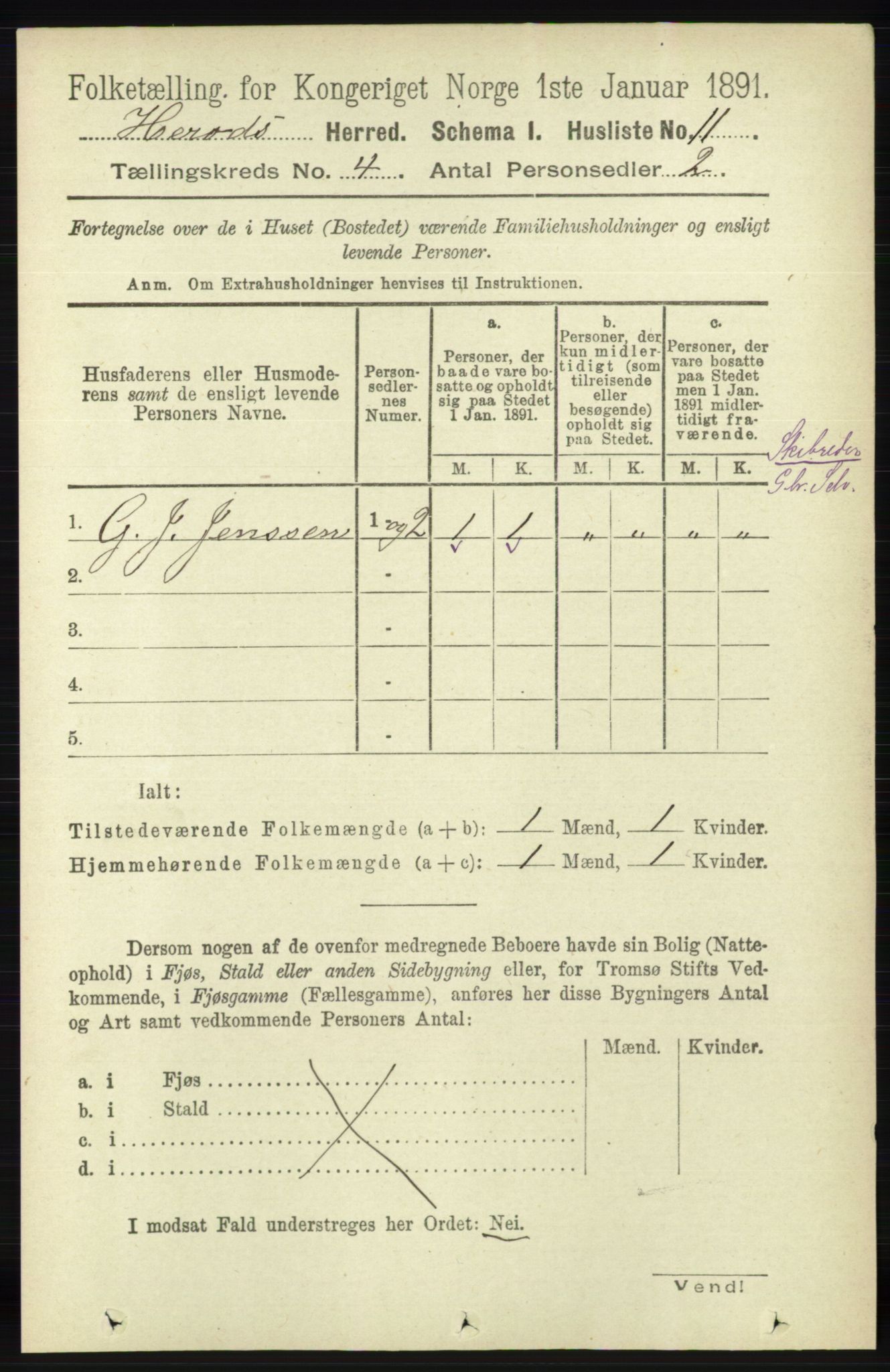 RA, 1891 census for 1039 Herad, 1891, p. 1355