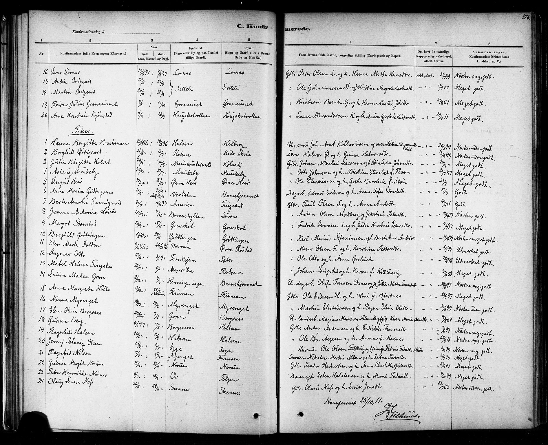 Ministerialprotokoller, klokkerbøker og fødselsregistre - Nord-Trøndelag, SAT/A-1458/721/L0208: Parish register (copy) no. 721C01, 1880-1917, p. 156