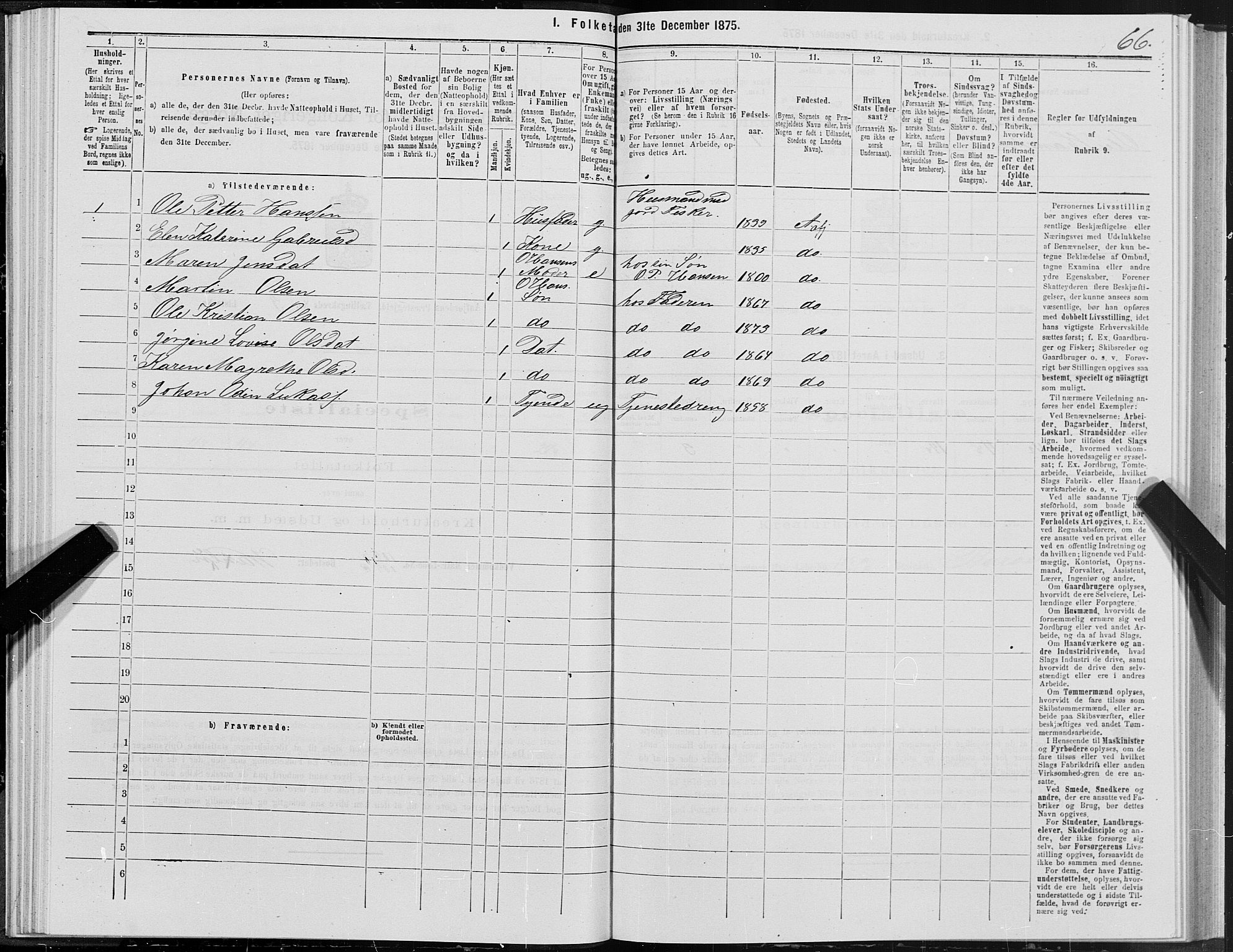 SAT, 1875 census for 1630P Aafjorden, 1875, p. 2066