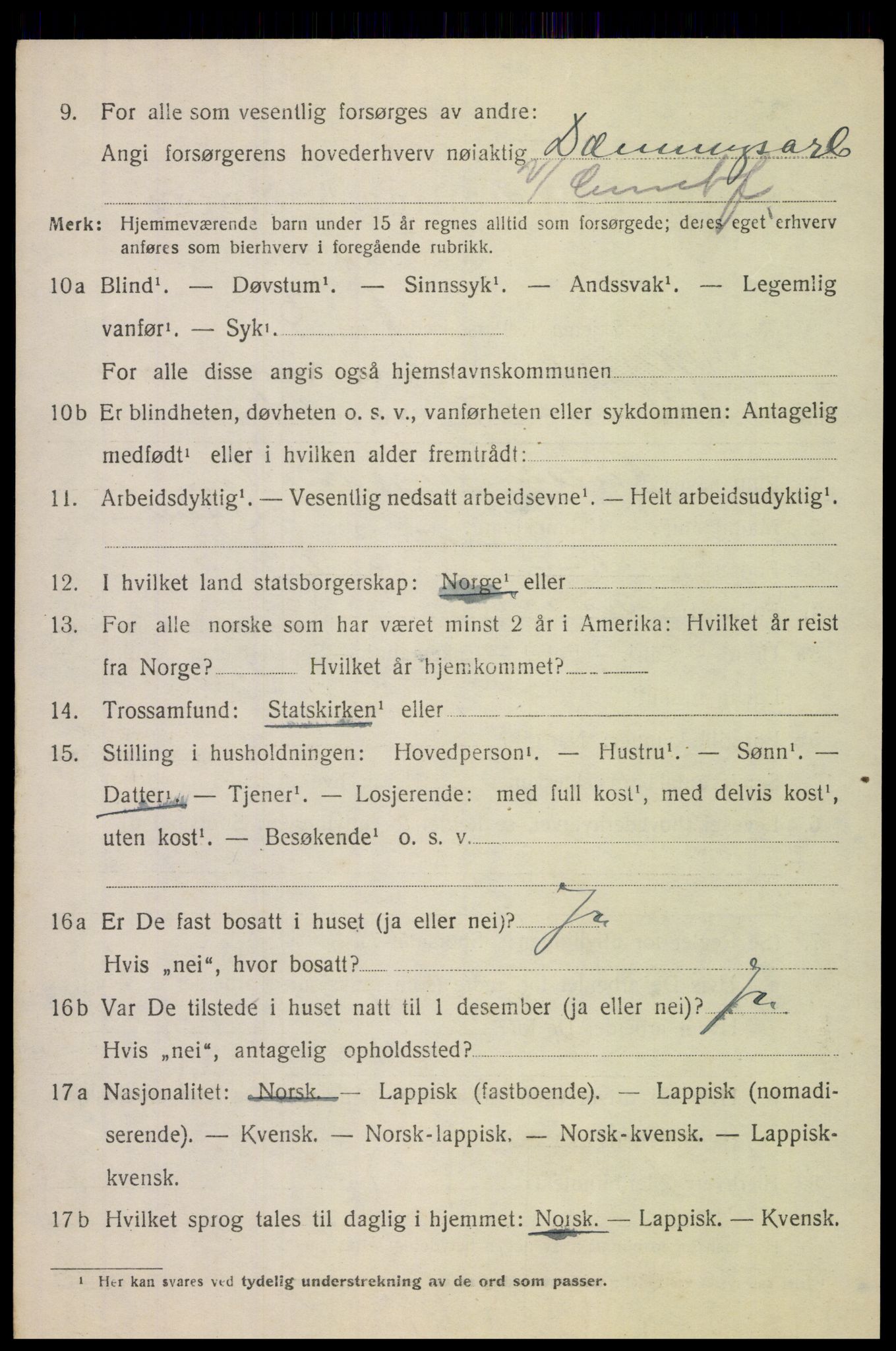 SAT, 1920 census for Tysfjord, 1920, p. 4780