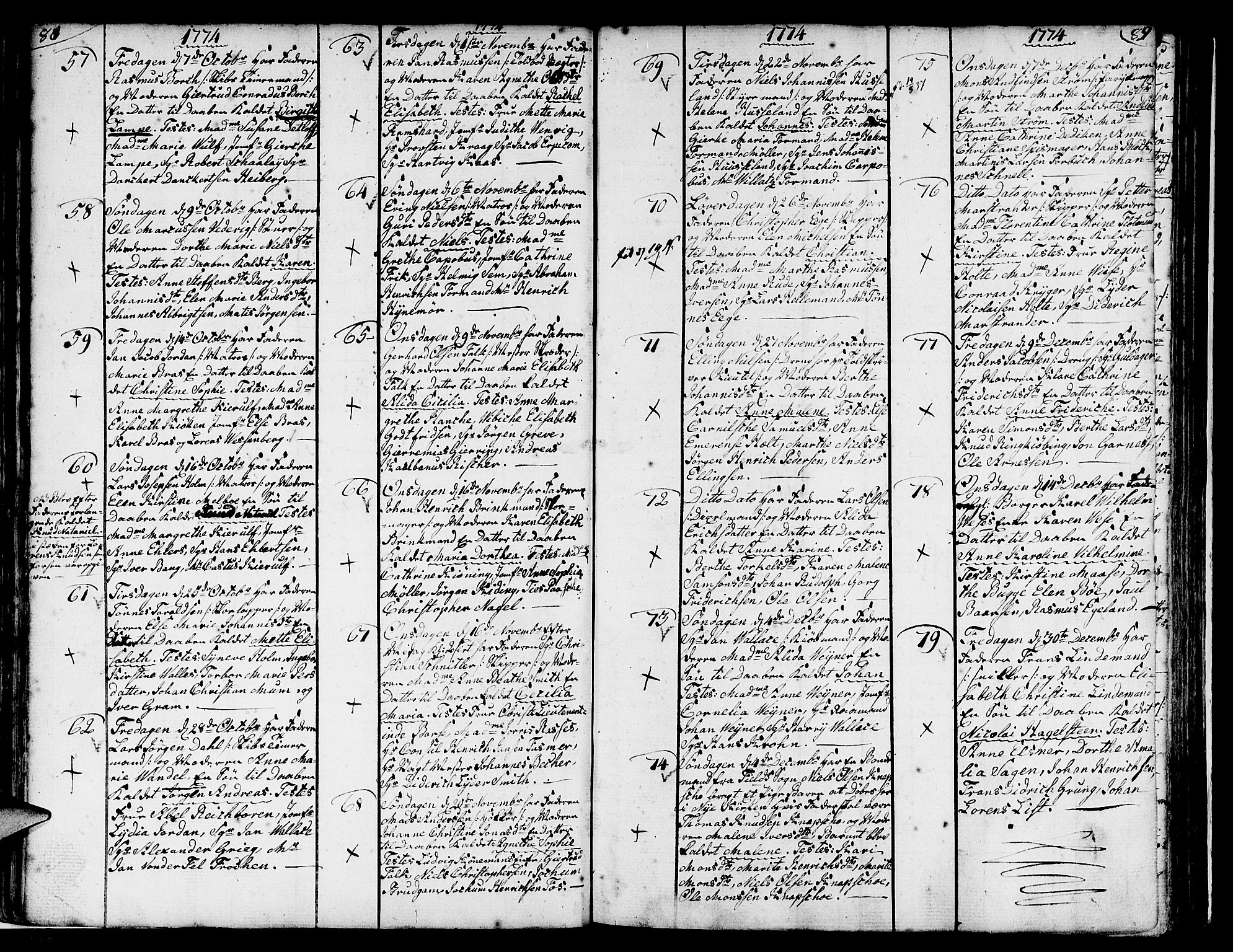 Nykirken Sokneprestembete, SAB/A-77101/H/Haa/L0004: Parish register (official) no. A 4, 1765-1775, p. 88-89