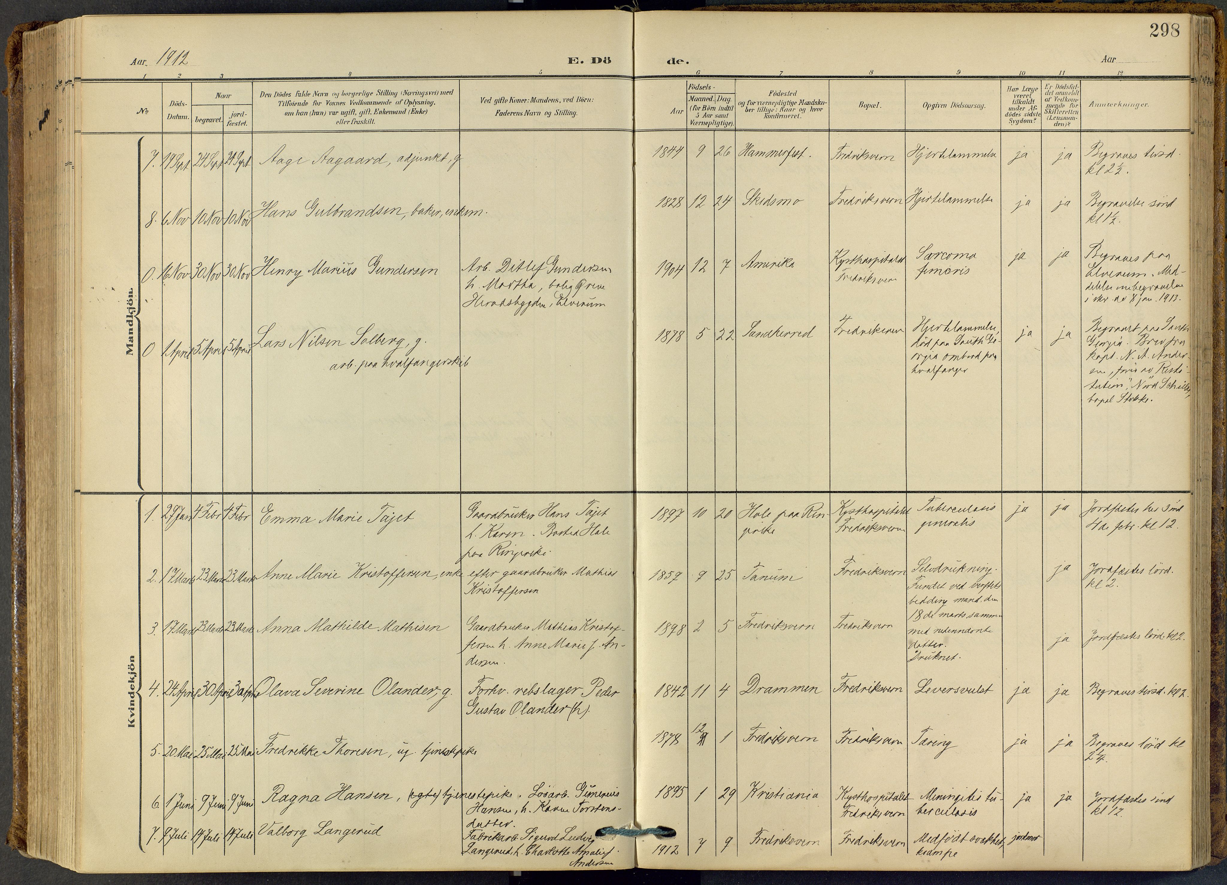 Stavern kirkebøker, SAKO/A-318/F/Fa/L0009: Parish register (official) no. 9, 1906-1955, p. 298