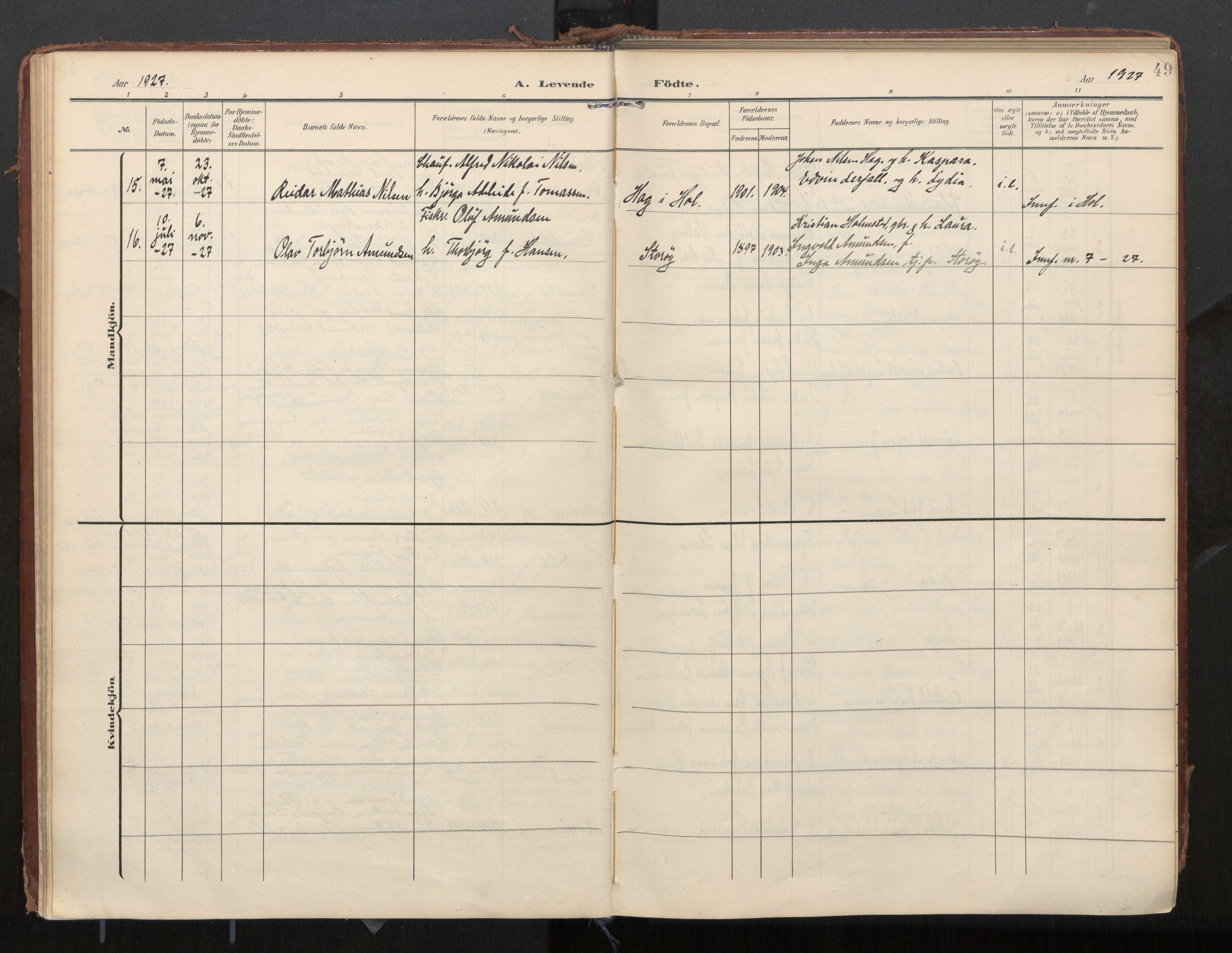 Ministerialprotokoller, klokkerbøker og fødselsregistre - Nordland, AV/SAT-A-1459/884/L1194: Parish register (official) no. 884A02, 1906-1937, p. 49