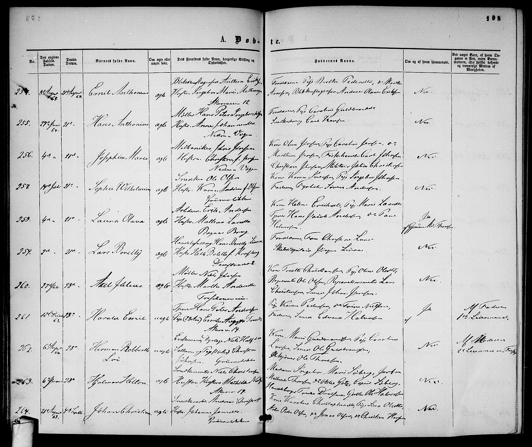 Gamle Aker prestekontor Kirkebøker, AV/SAO-A-10617a/G/L0001: Parish register (copy) no. 1, 1861-1868, p. 108