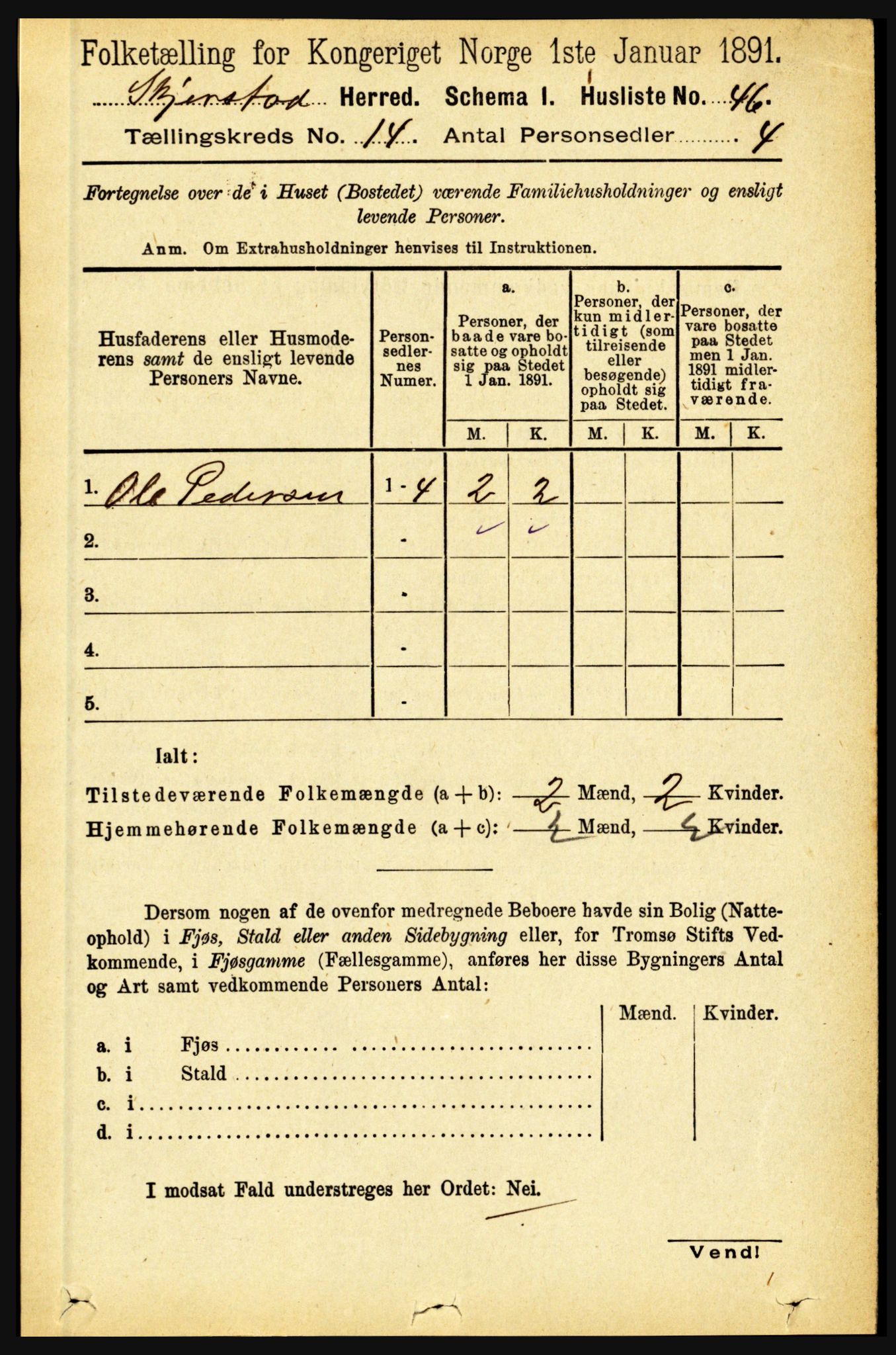 RA, 1891 census for 1842 Skjerstad, 1891, p. 5005