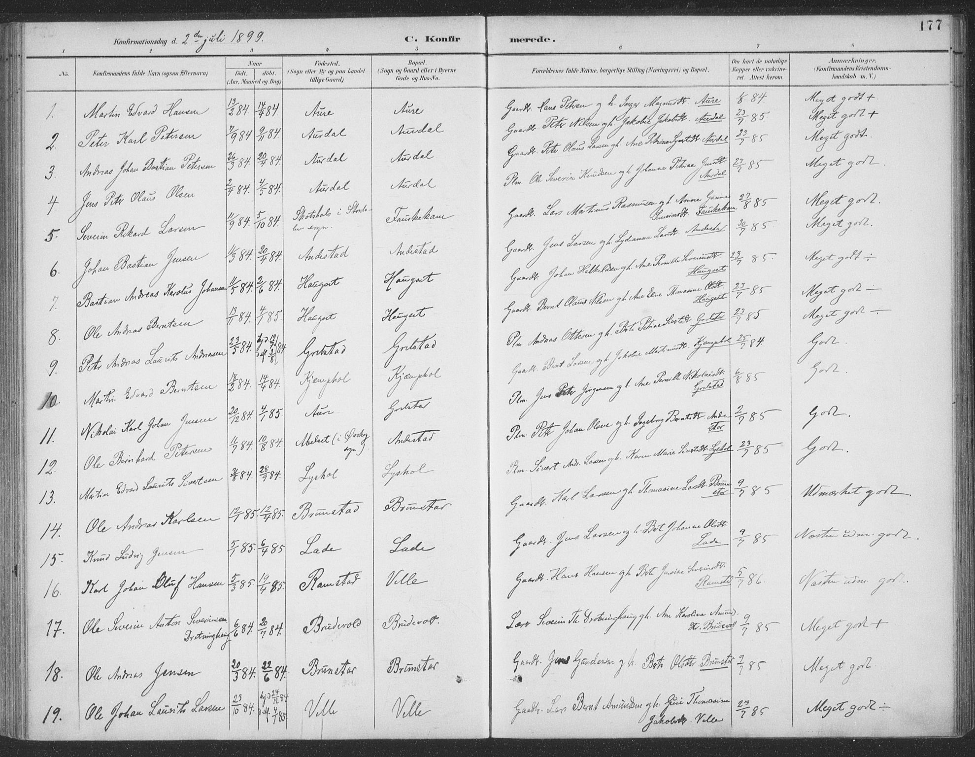 Ministerialprotokoller, klokkerbøker og fødselsregistre - Møre og Romsdal, SAT/A-1454/523/L0335: Parish register (official) no. 523A02, 1891-1911, p. 177