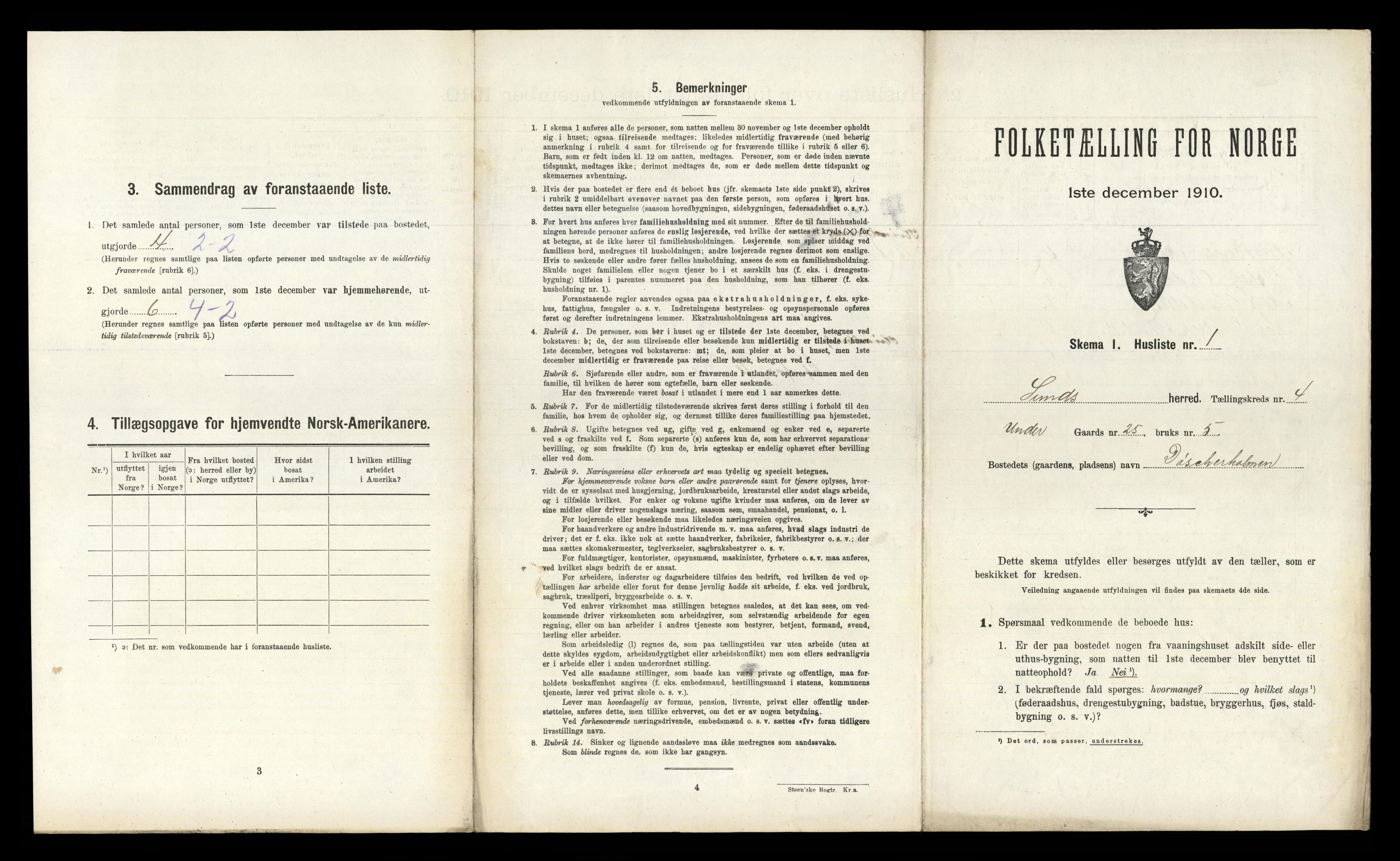 RA, 1910 census for Sund, 1910, p. 328