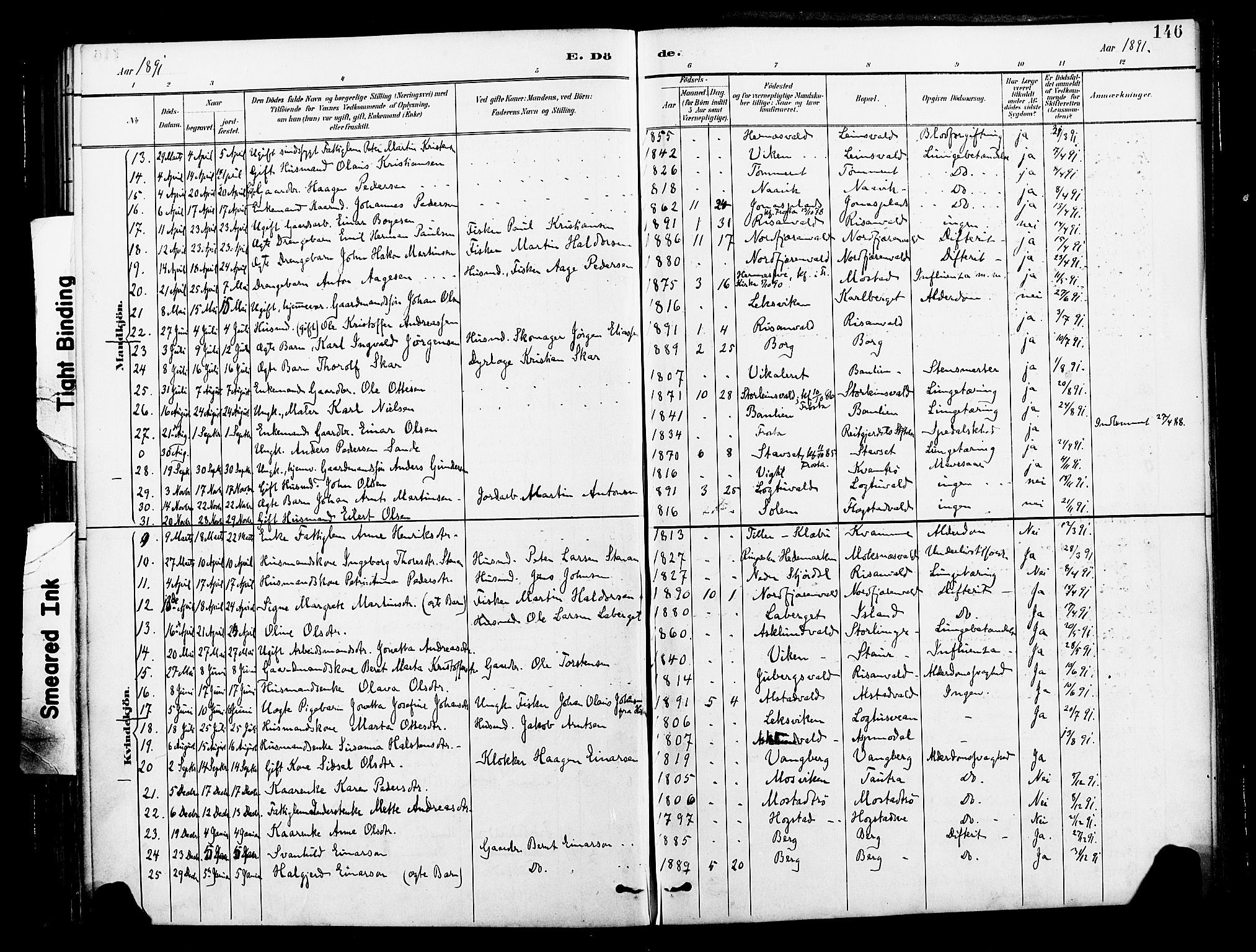 Ministerialprotokoller, klokkerbøker og fødselsregistre - Nord-Trøndelag, SAT/A-1458/713/L0121: Parish register (official) no. 713A10, 1888-1898, p. 146