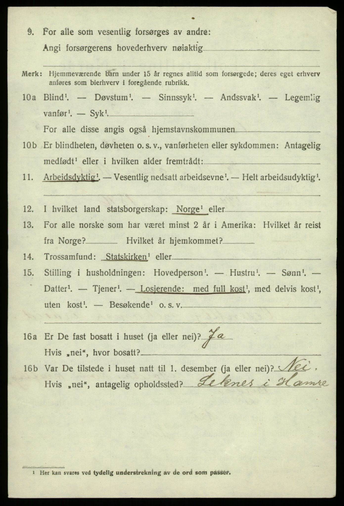 SAB, 1920 census for Hamre, 1920, p. 3436