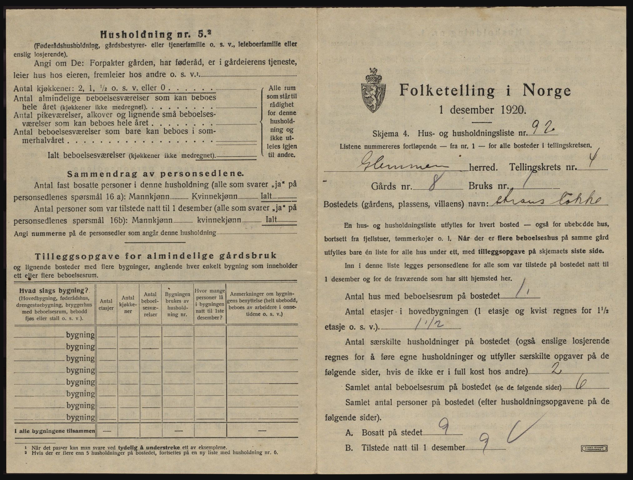 SAO, 1920 census for Glemmen, 1920, p. 1641