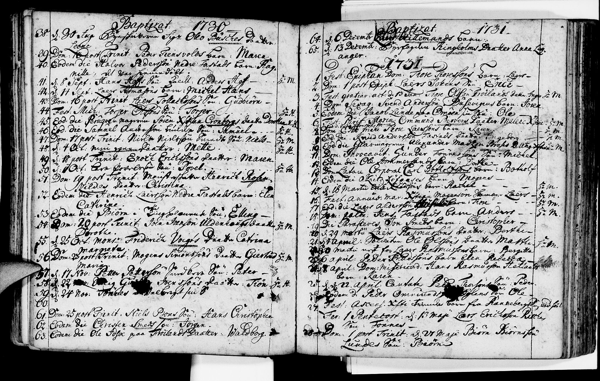 Domkirken sokneprestkontor, AV/SAST-A-101812/001/30/30BA/L0002: Parish register (official) no. A 2 /1, 1727-1738