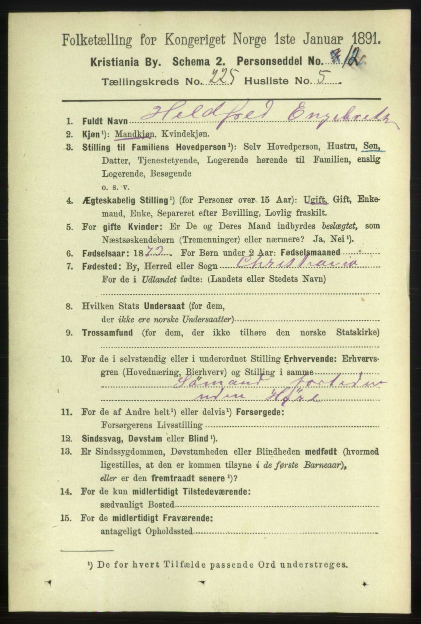 RA, 1891 census for 0301 Kristiania, 1891, p. 136483