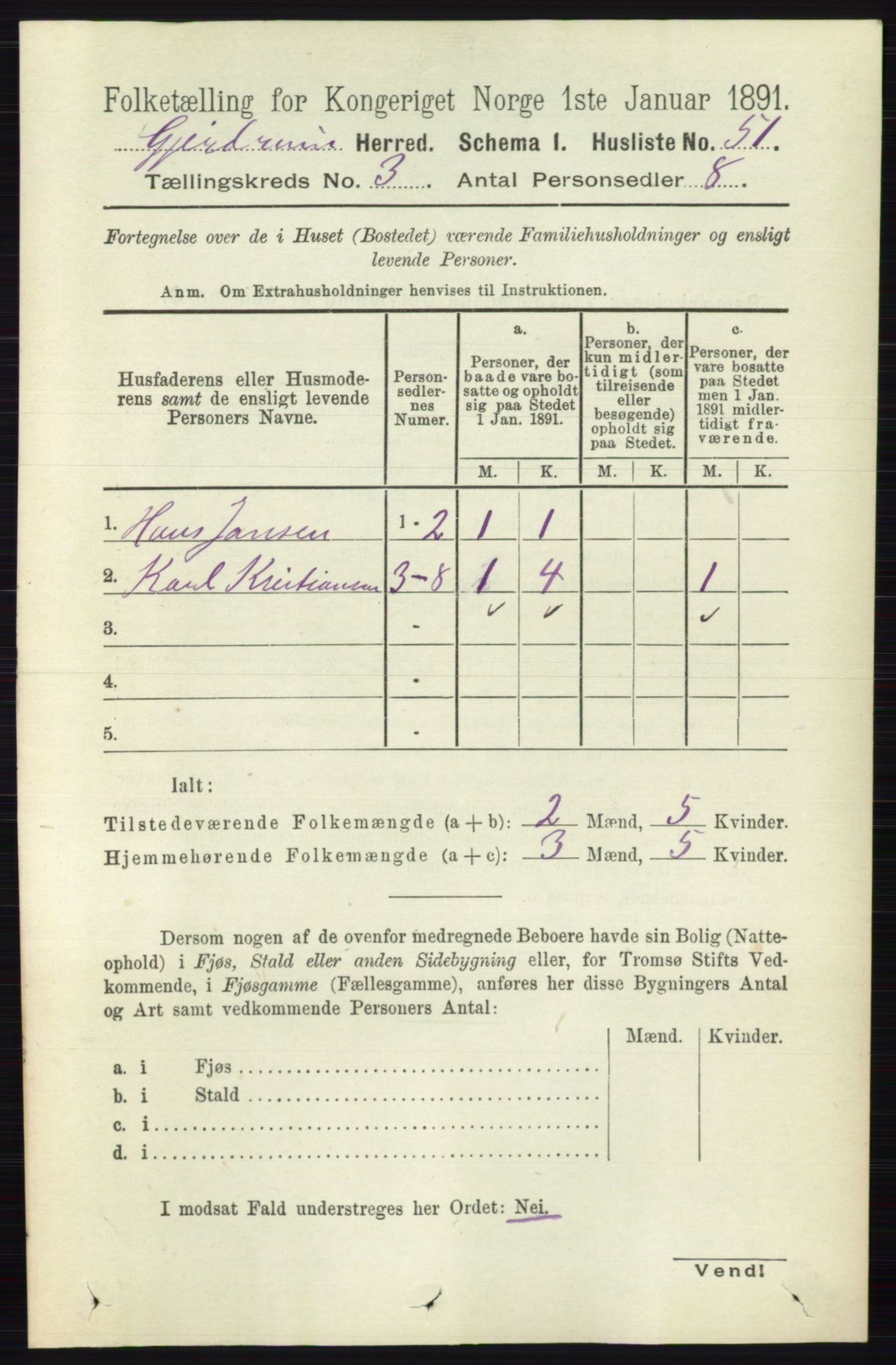 RA, 1891 census for 0234 Gjerdrum, 1891, p. 1210