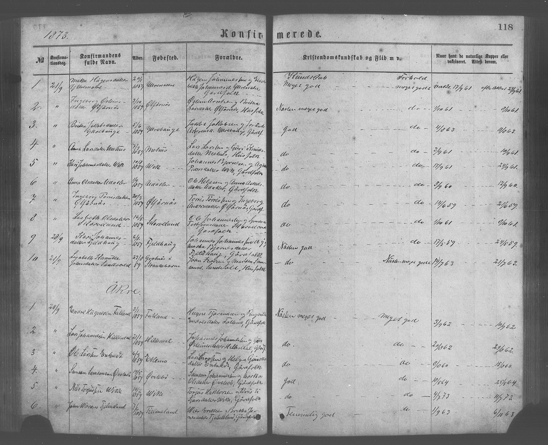 Skånevik sokneprestembete, AV/SAB-A-77801/H/Haa: Parish register (official) no. A 6, 1869-1878, p. 118