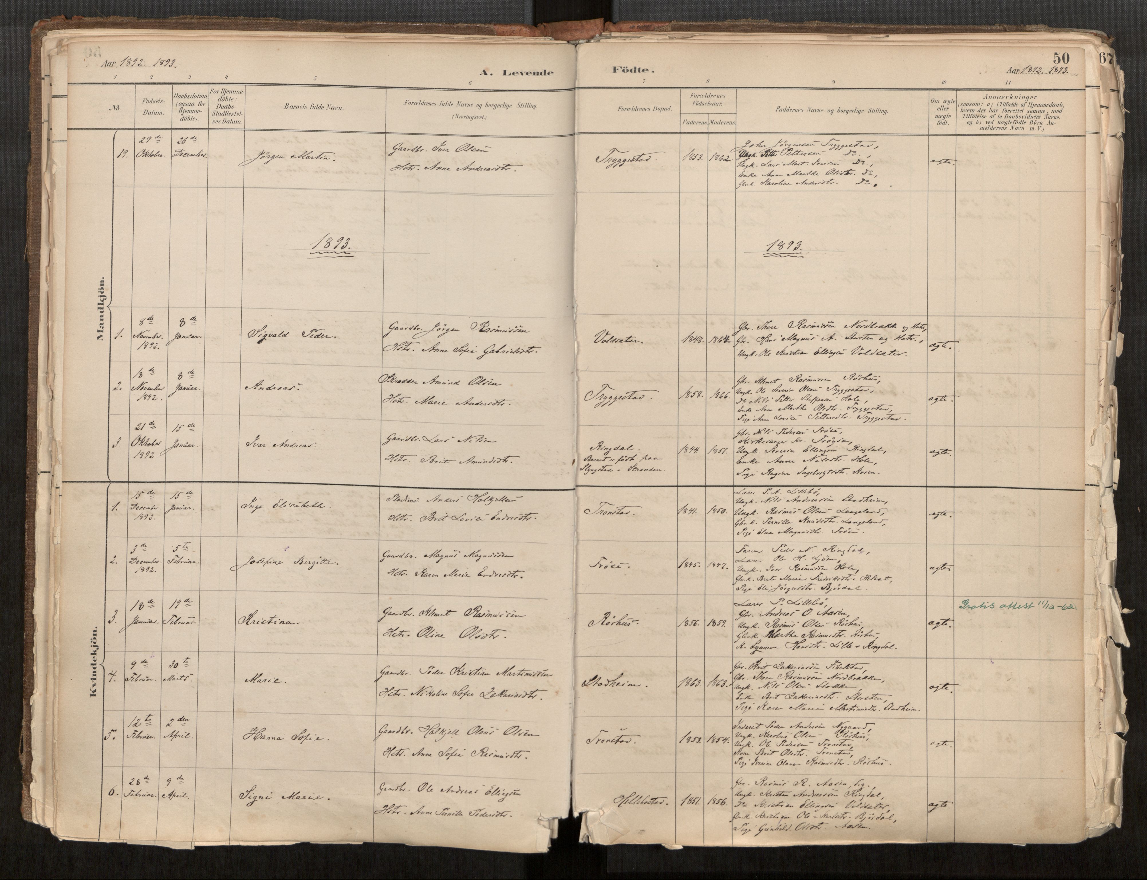 Sunnylven sokneprestkontor, SAT/A-1007: Parish register (official) no. 517A08, 1882-1939, p. 50