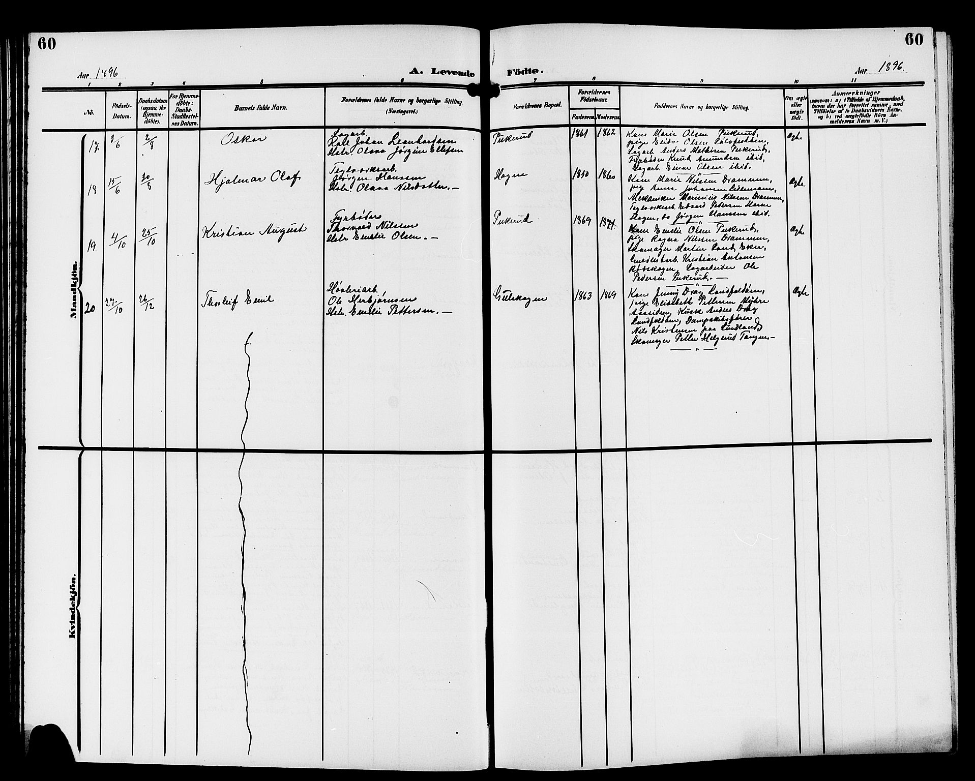 Strømsgodset kirkebøker, AV/SAKO-A-324/G/Ga/L0002: Parish register (copy) no. 2, 1885-1910, p. 60