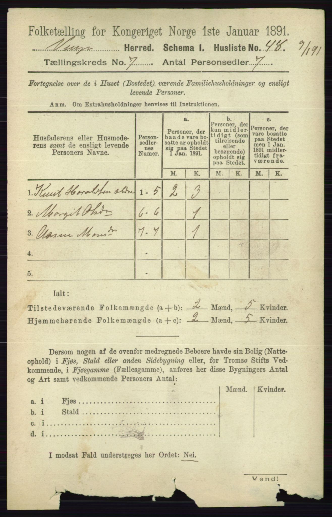 RA, 1891 census for 0834 Vinje, 1891, p. 1797