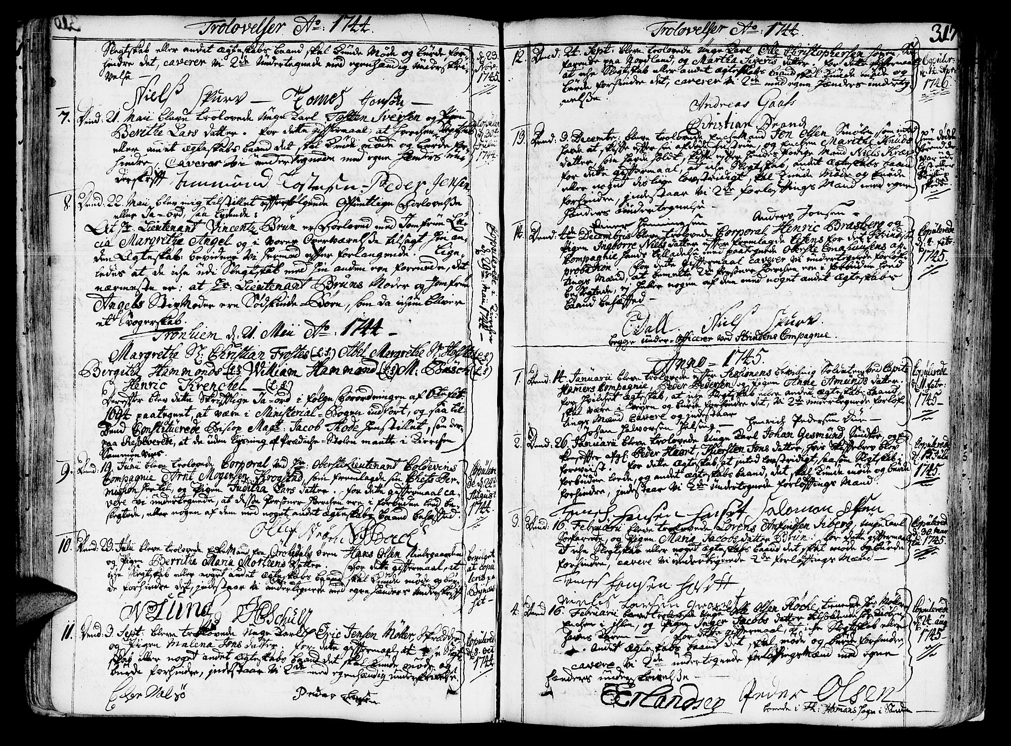 Ministerialprotokoller, klokkerbøker og fødselsregistre - Sør-Trøndelag, SAT/A-1456/602/L0103: Parish register (official) no. 602A01, 1732-1774, p. 317