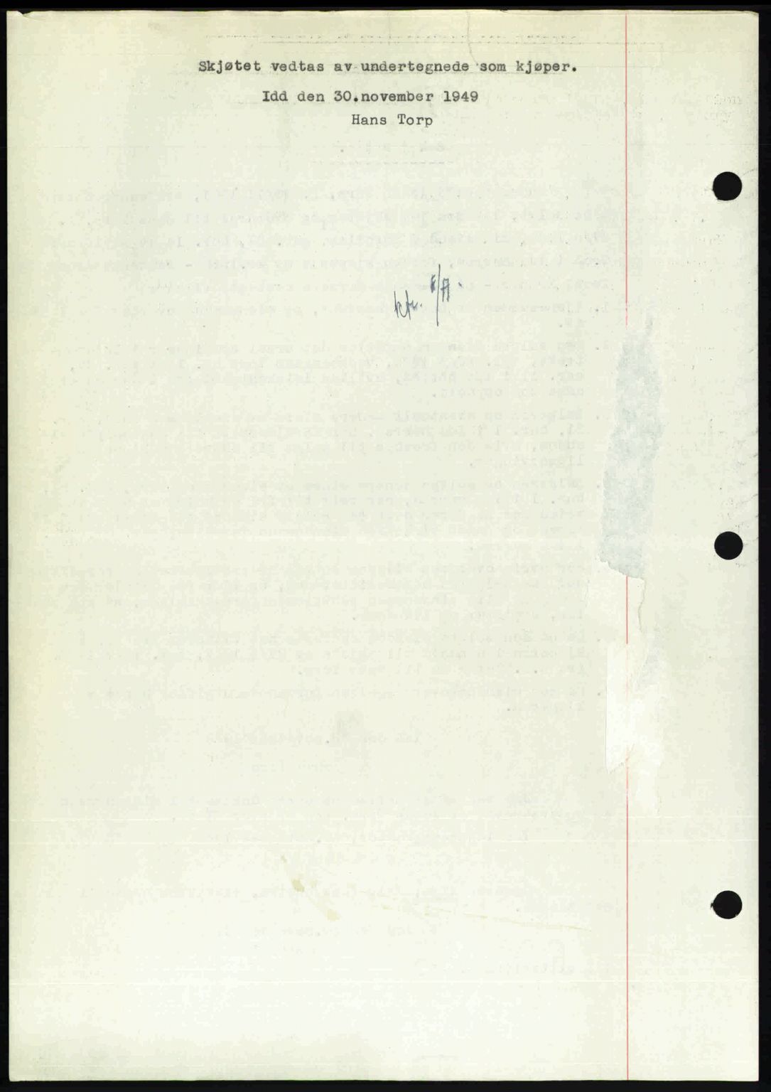 Idd og Marker sorenskriveri, AV/SAO-A-10283/G/Gb/Gbb/L0013: Mortgage book no. A13, 1949-1950, Diary no: : 2123/1949