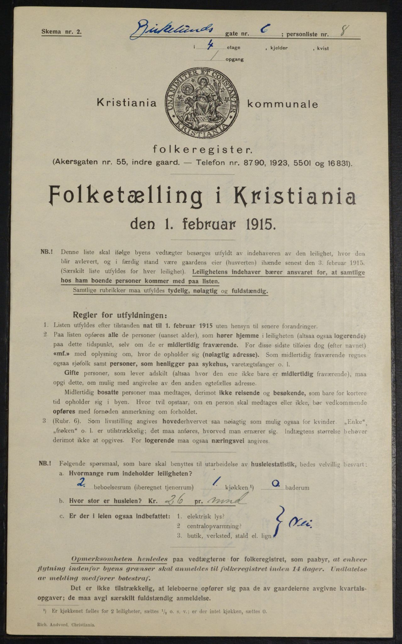 OBA, Municipal Census 1915 for Kristiania, 1915, p. 5211