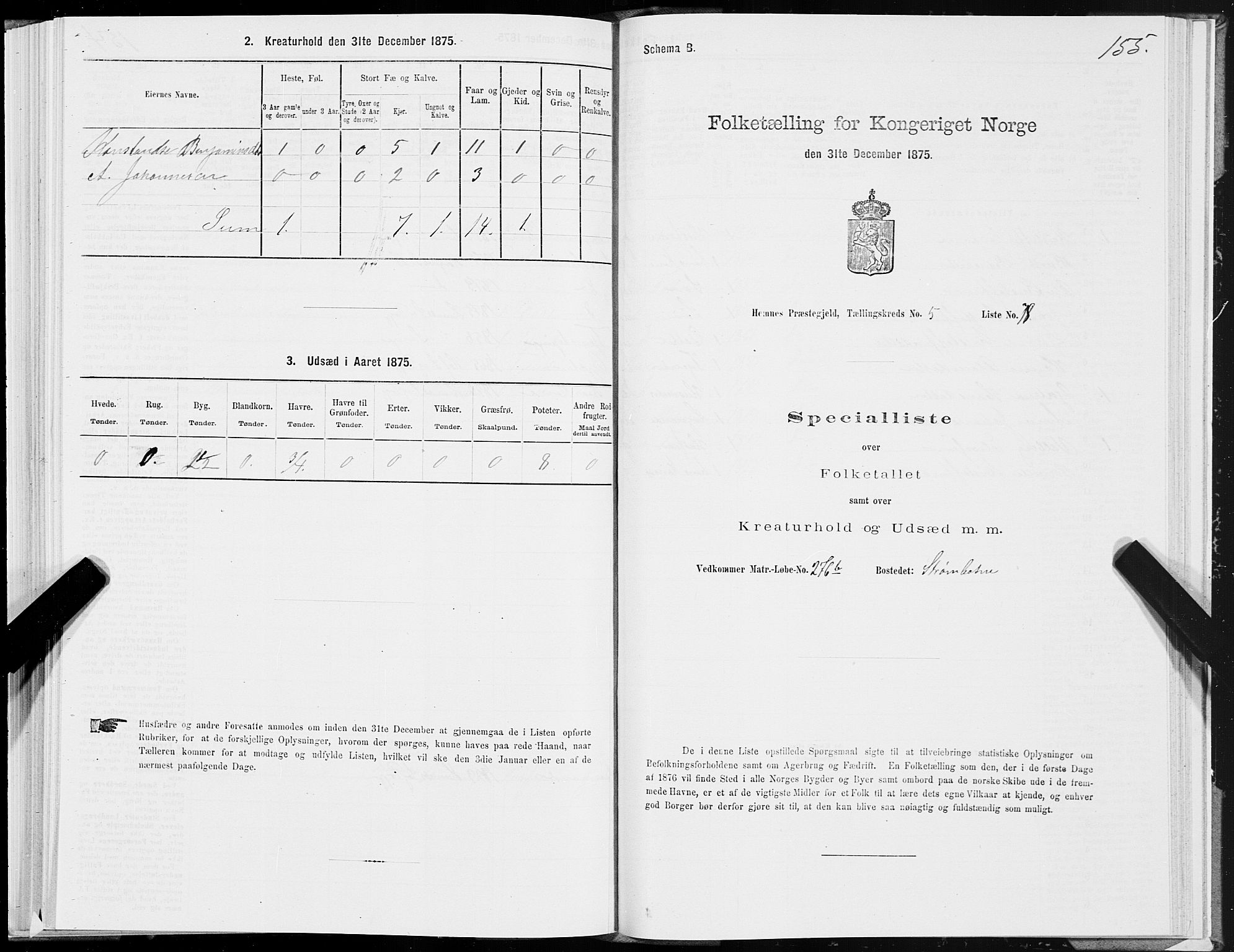 SAT, 1875 census for 1832P Hemnes, 1875, p. 3309