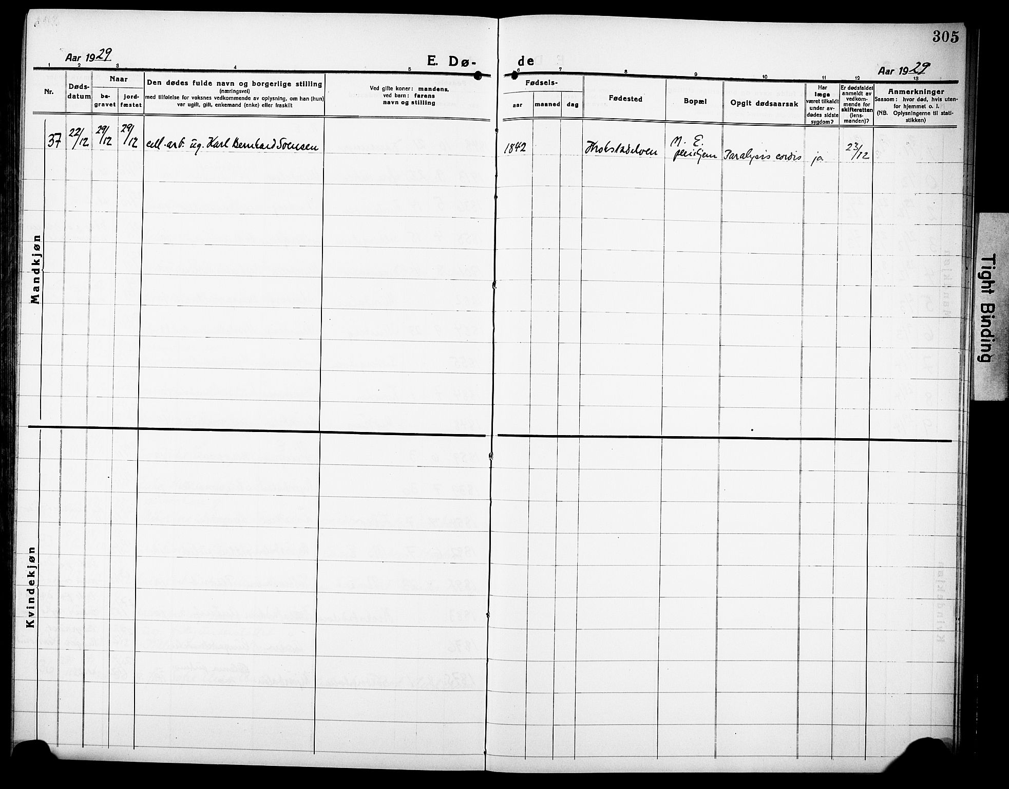 Nedre Eiker kirkebøker, AV/SAKO-A-612/G/Ga/L0006: Parish register (copy) no. 6, 1922-1933, p. 305