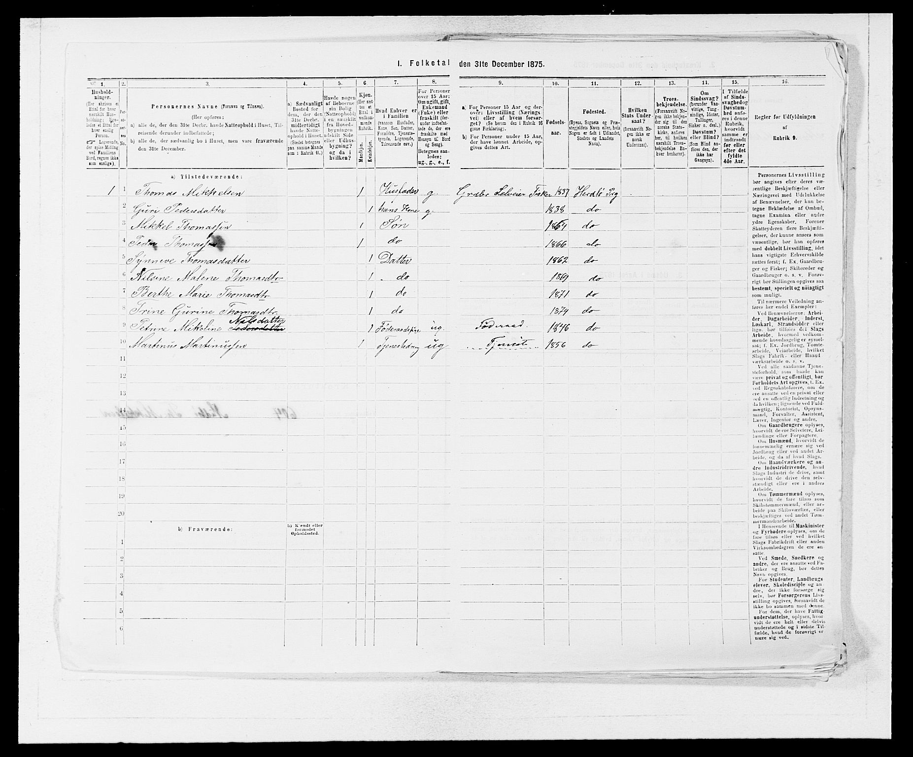SAB, 1875 census for 1258P Herdla, 1875, p. 494