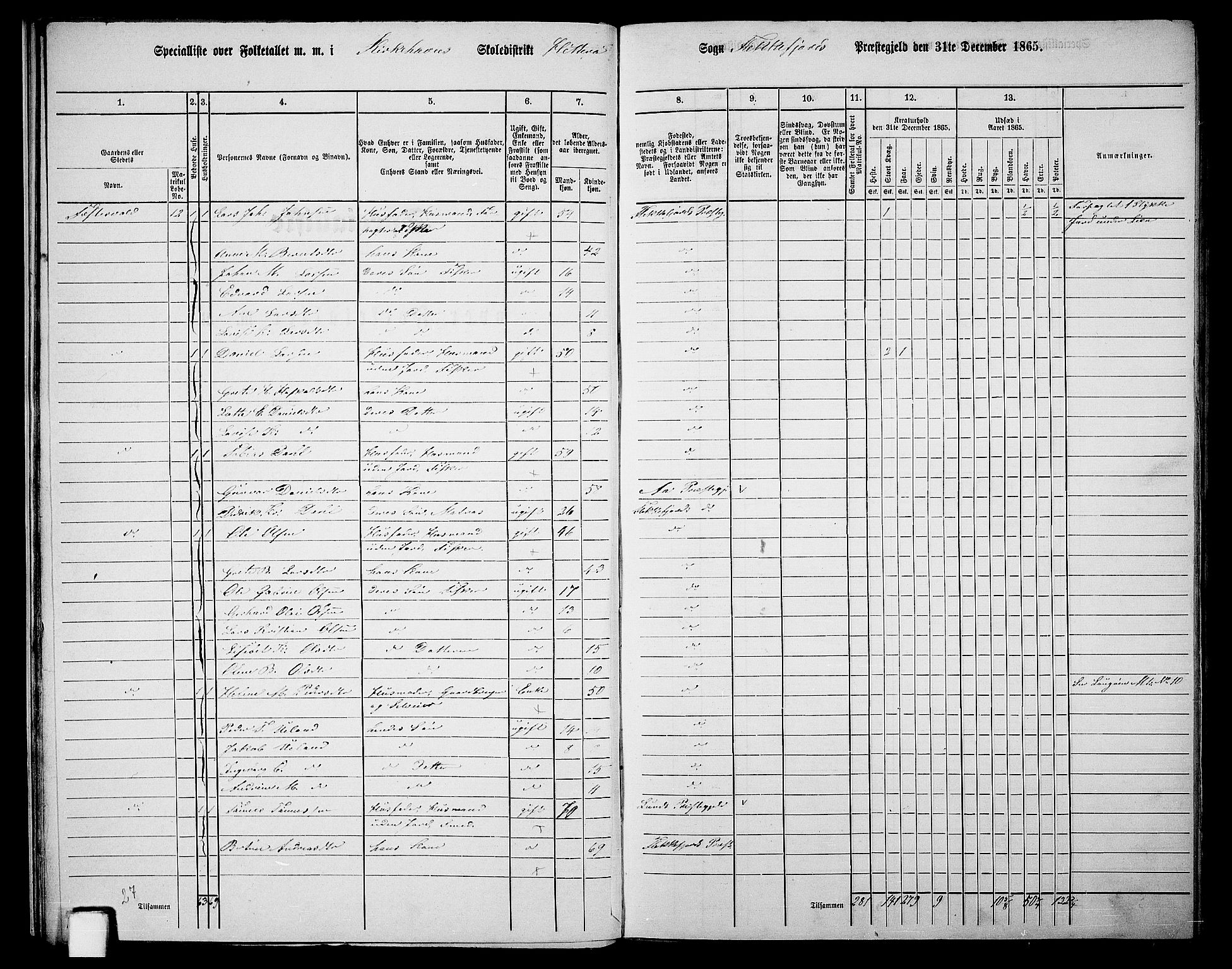 RA, 1865 census for Flekkefjord/Nes og Hidra, 1865, p. 23