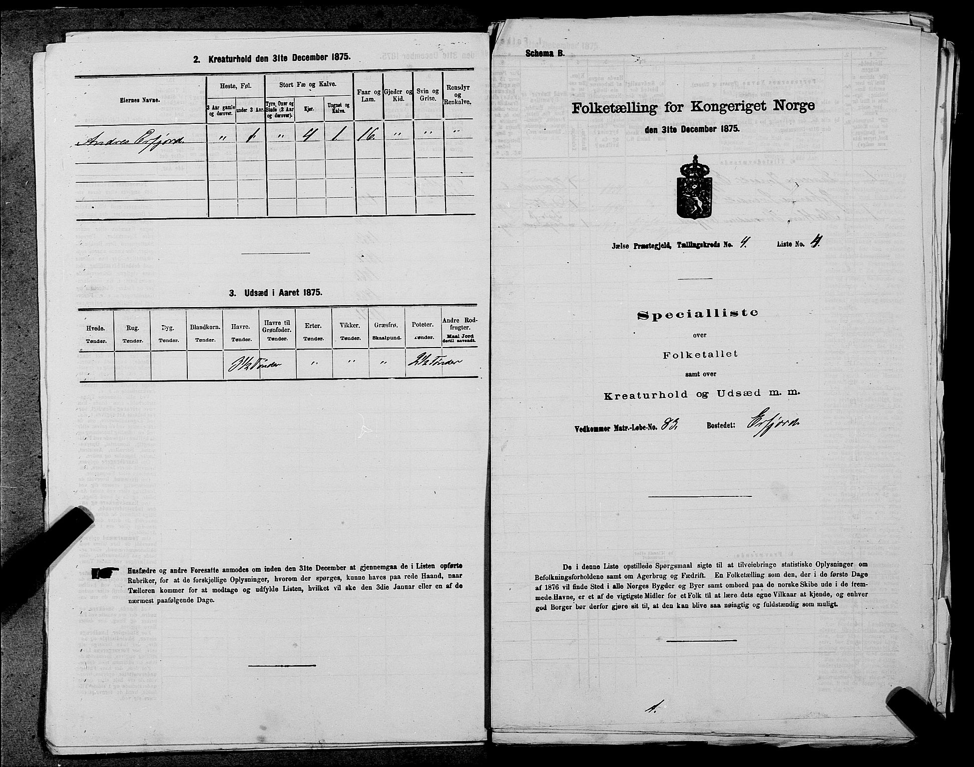 SAST, 1875 census for 1138P Jelsa, 1875, p. 327