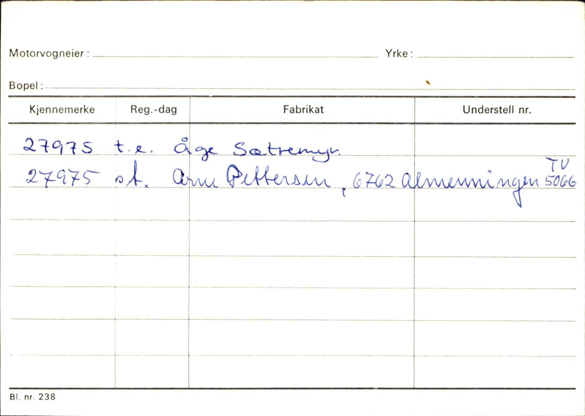 Statens vegvesen, Sogn og Fjordane vegkontor, AV/SAB-A-5301/4/F/L0144: Registerkort Vågsøy A-R, 1945-1975, p. 2125