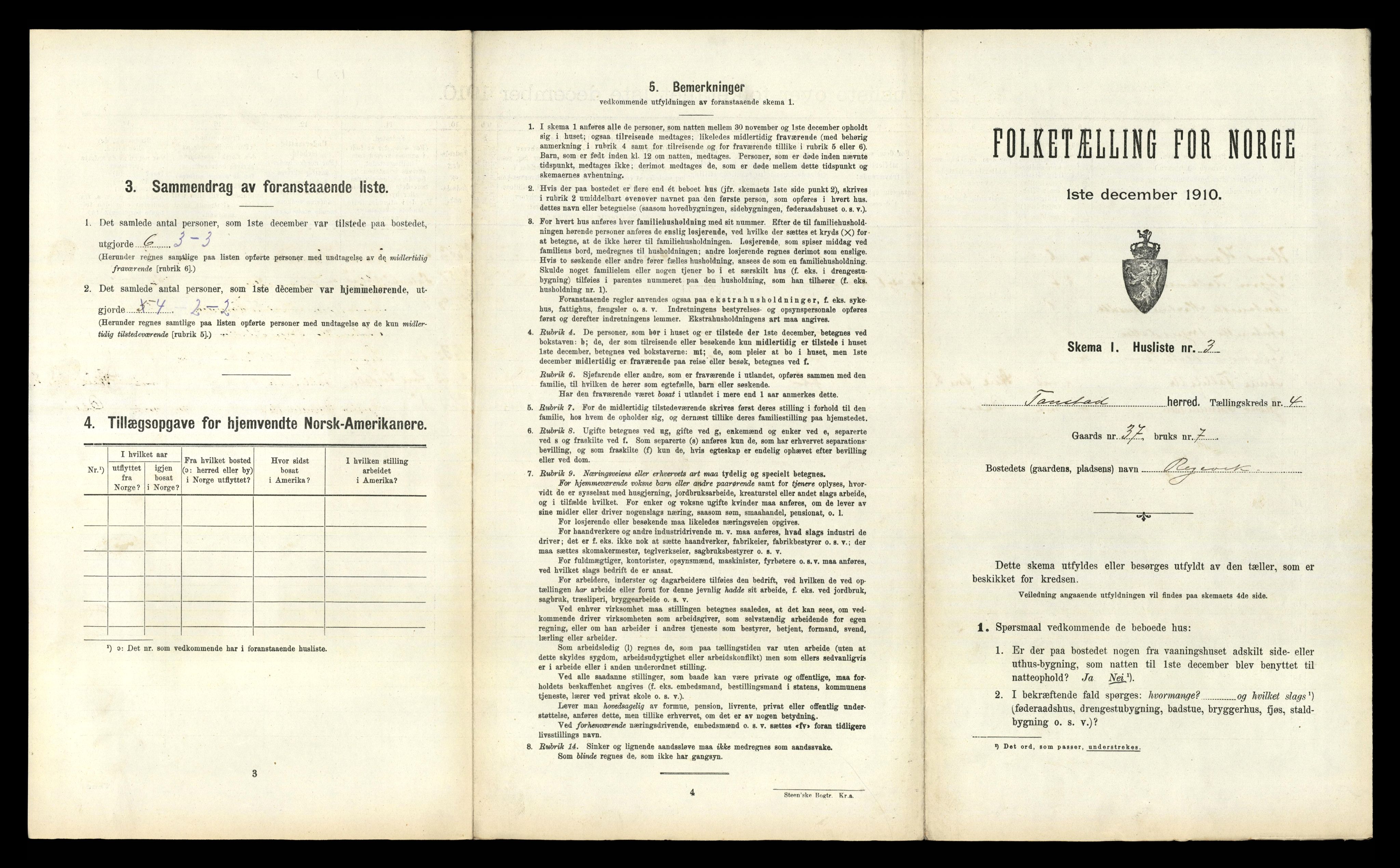 RA, 1910 census for Tonstad, 1910, p. 168