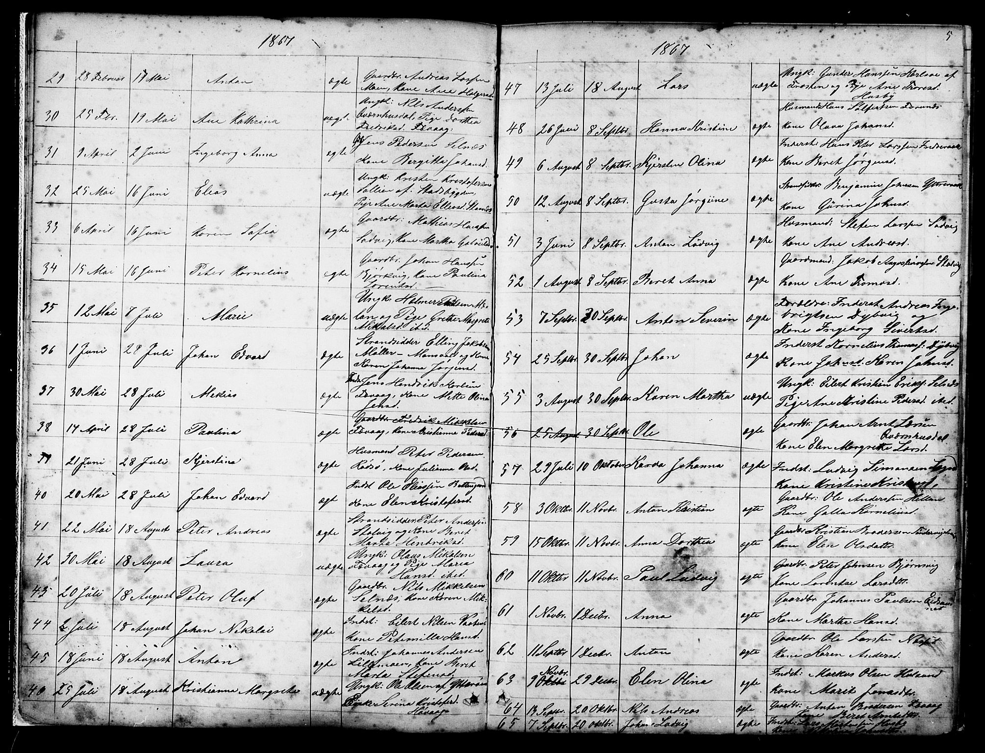 Ministerialprotokoller, klokkerbøker og fødselsregistre - Sør-Trøndelag, SAT/A-1456/653/L0657: Parish register (copy) no. 653C01, 1866-1893, p. 5