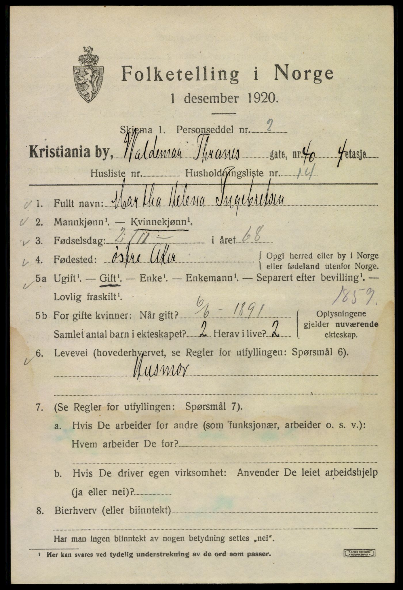 SAO, 1920 census for Kristiania, 1920, p. 647559