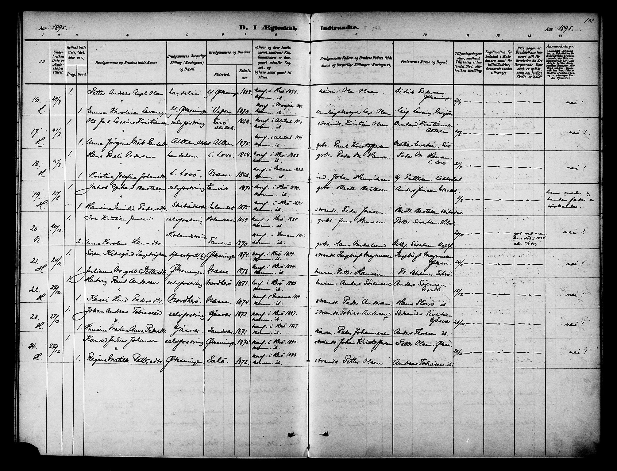 Ministerialprotokoller, klokkerbøker og fødselsregistre - Nordland, AV/SAT-A-1459/834/L0508: Parish register (official) no. 834A06, 1892-1901, p. 133