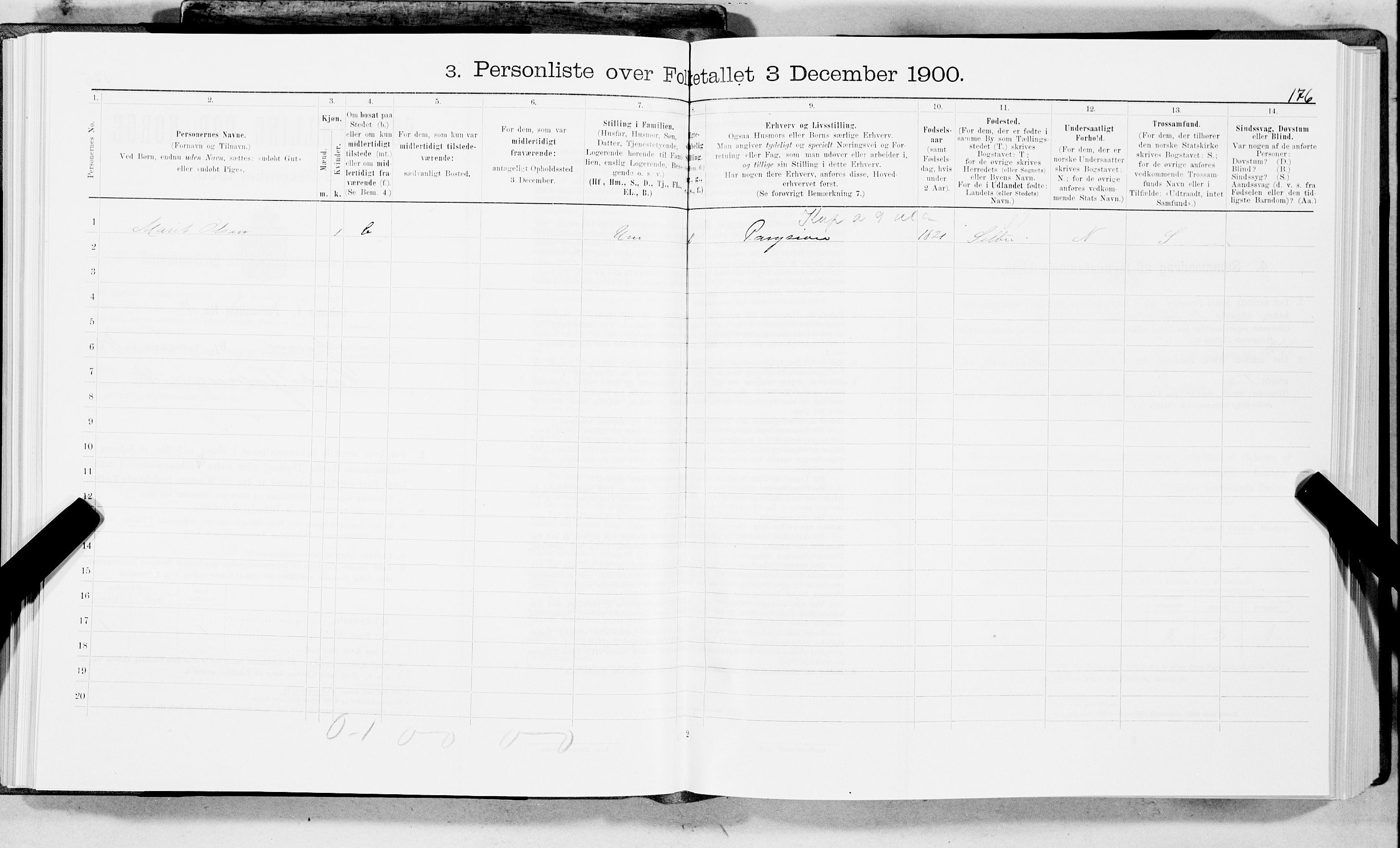 SAT, 1900 census for Trondheim, 1900, p. 7479