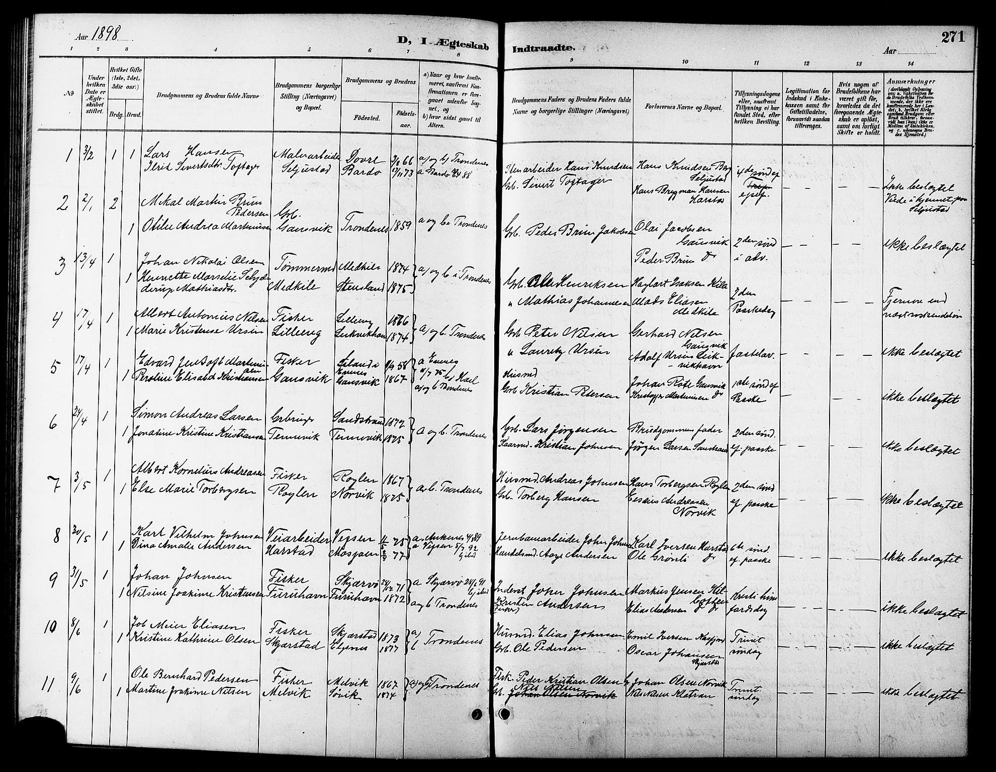 Trondenes sokneprestkontor, SATØ/S-1319/H/Hb/L0011klokker: Parish register (copy) no. 11, 1891-1906, p. 271