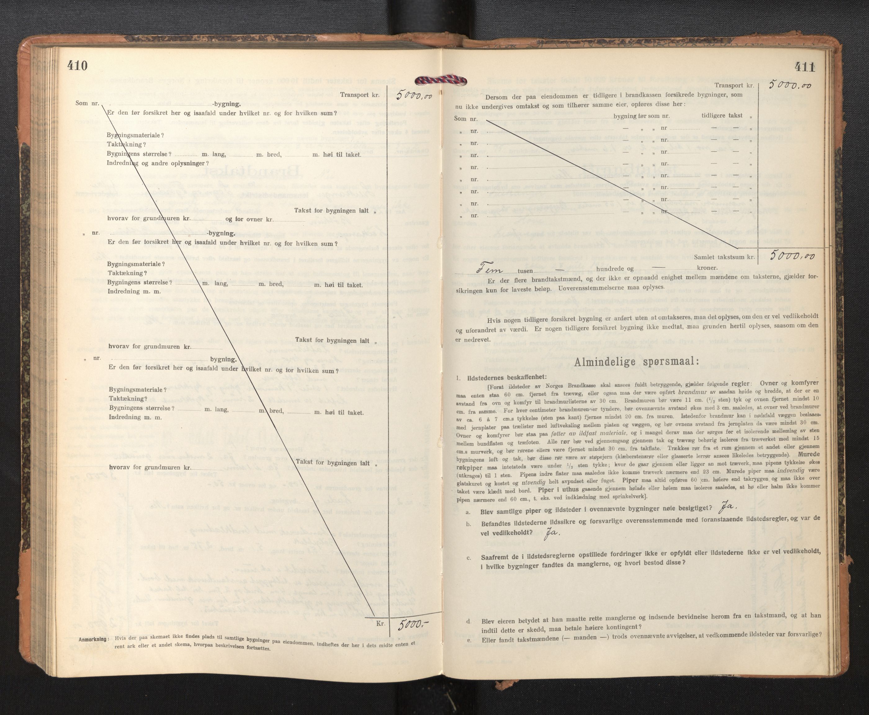 Lensmannen i Leikanger, SAB/A-29201/0012/L0006: Branntakstprotokoll, skjematakst, 1920-1926, p. 410-411