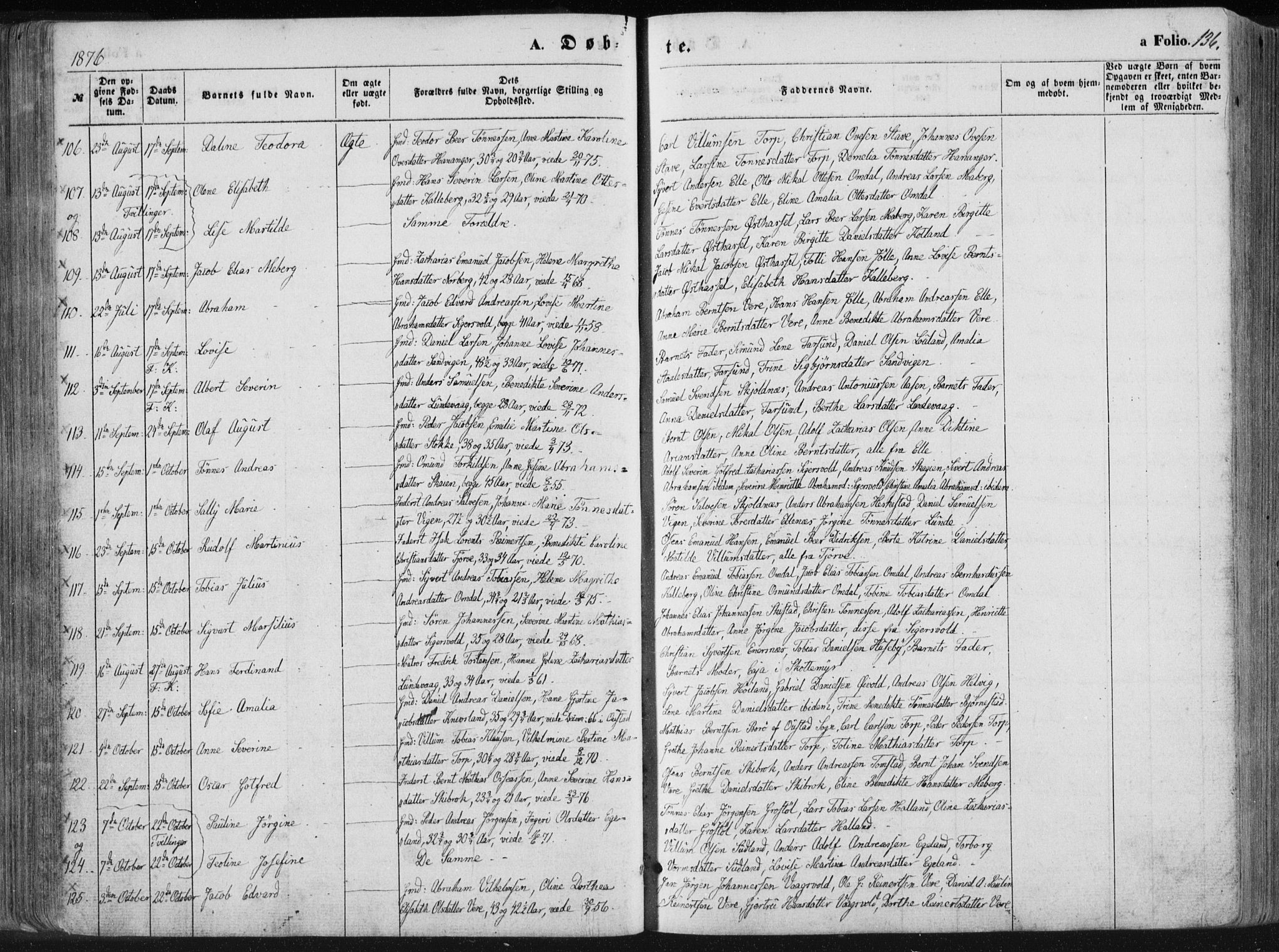 Lista sokneprestkontor, AV/SAK-1111-0027/F/Fa/L0011: Parish register (official) no. A 11, 1861-1878, p. 136