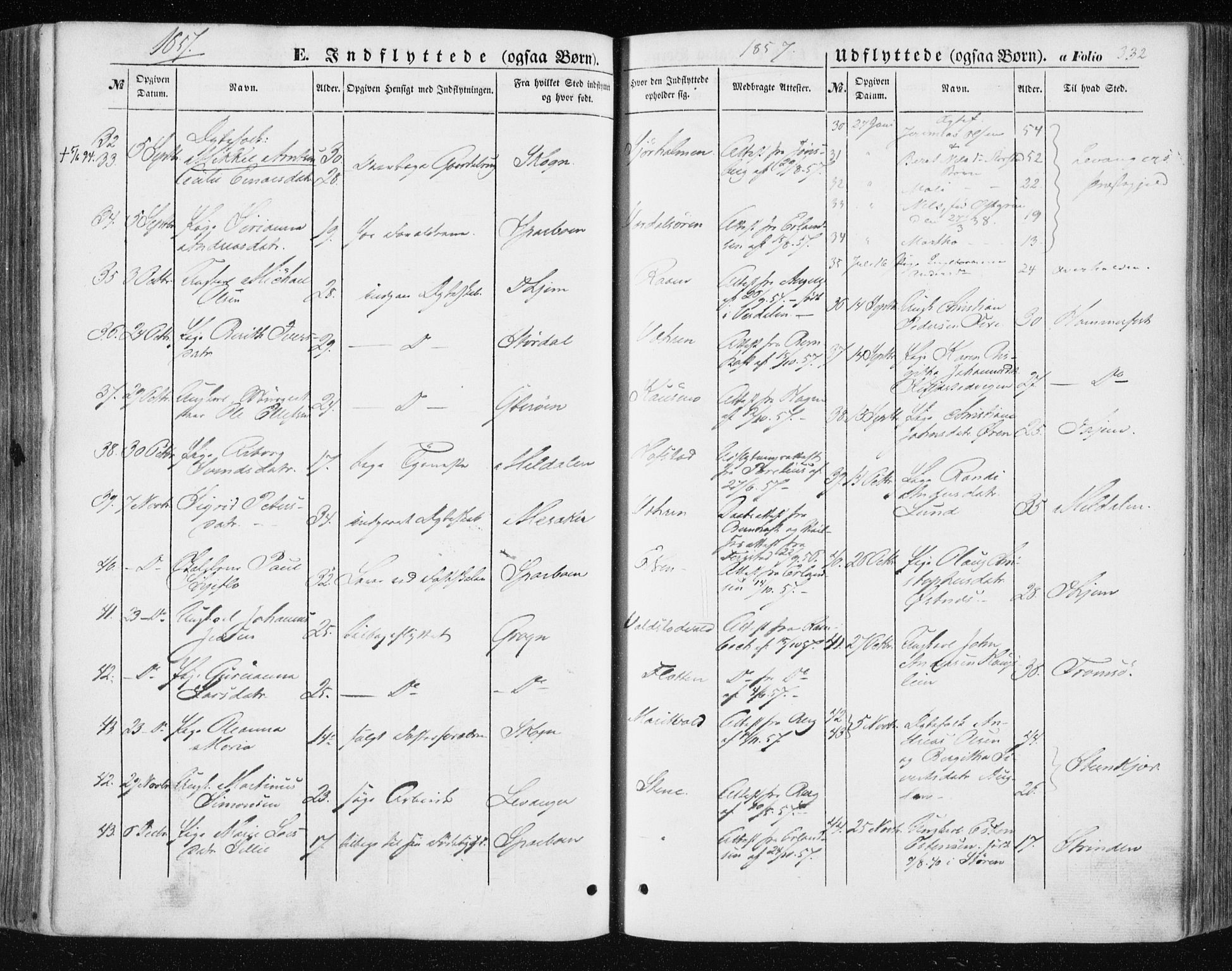 Ministerialprotokoller, klokkerbøker og fødselsregistre - Nord-Trøndelag, SAT/A-1458/723/L0240: Parish register (official) no. 723A09, 1852-1860, p. 332