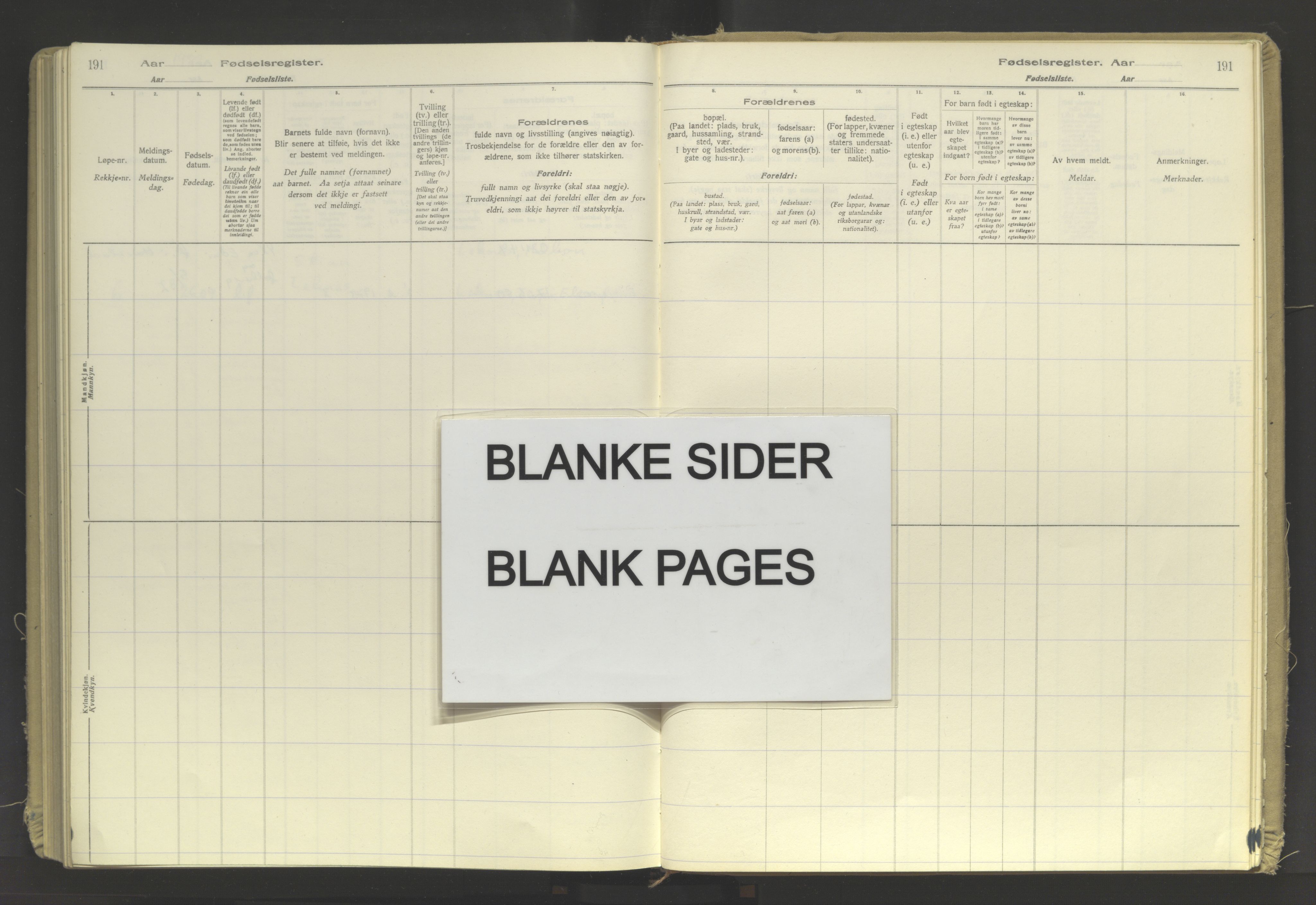 Ibestad sokneprestembete, AV/SATØ-S-0077/I/Ic/L0063: Birth register no. 63, 1926-1982, p. 191