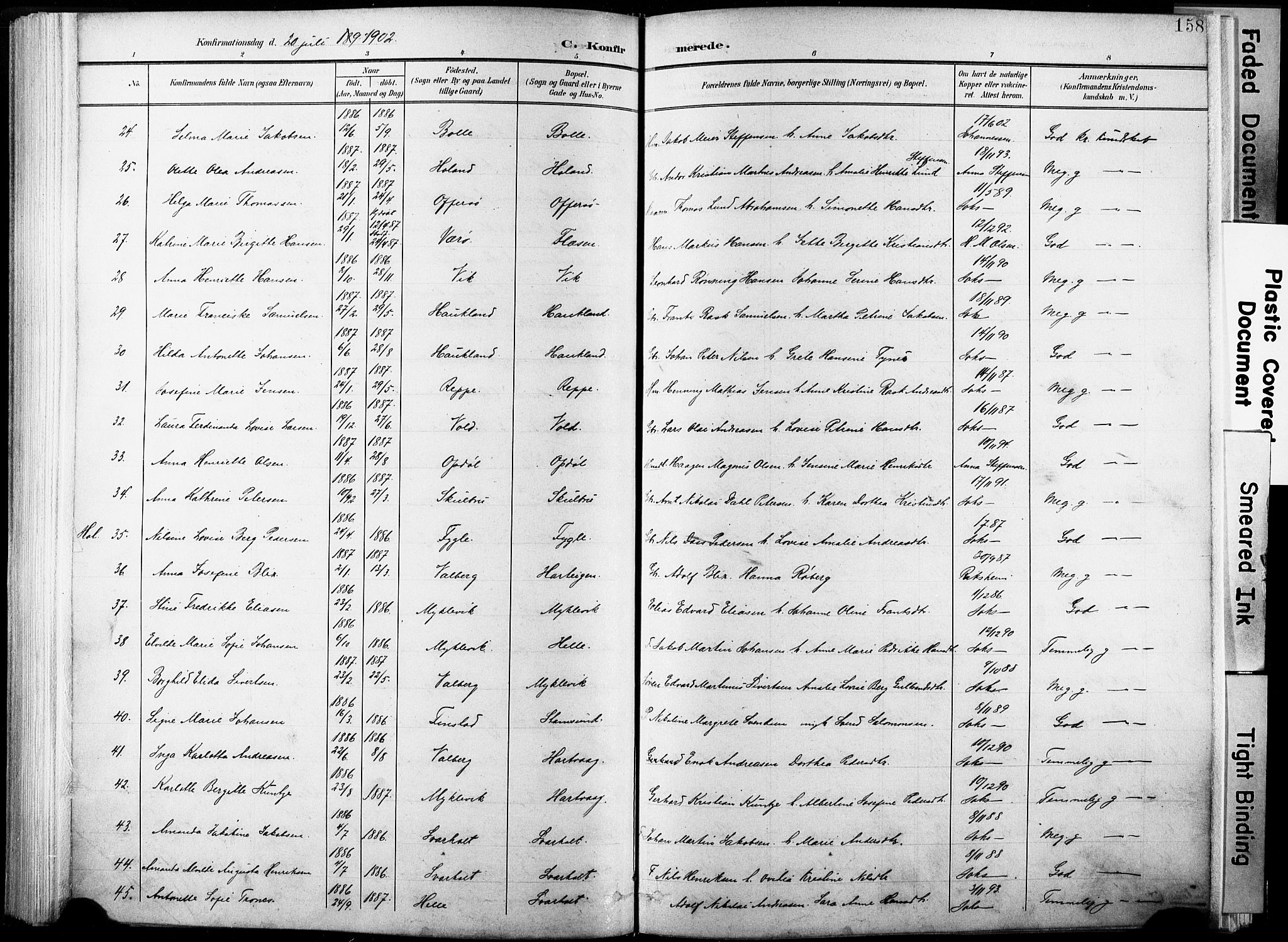 Ministerialprotokoller, klokkerbøker og fødselsregistre - Nordland, AV/SAT-A-1459/881/L1151: Parish register (official) no. 881A04, 1899-1907, p. 158