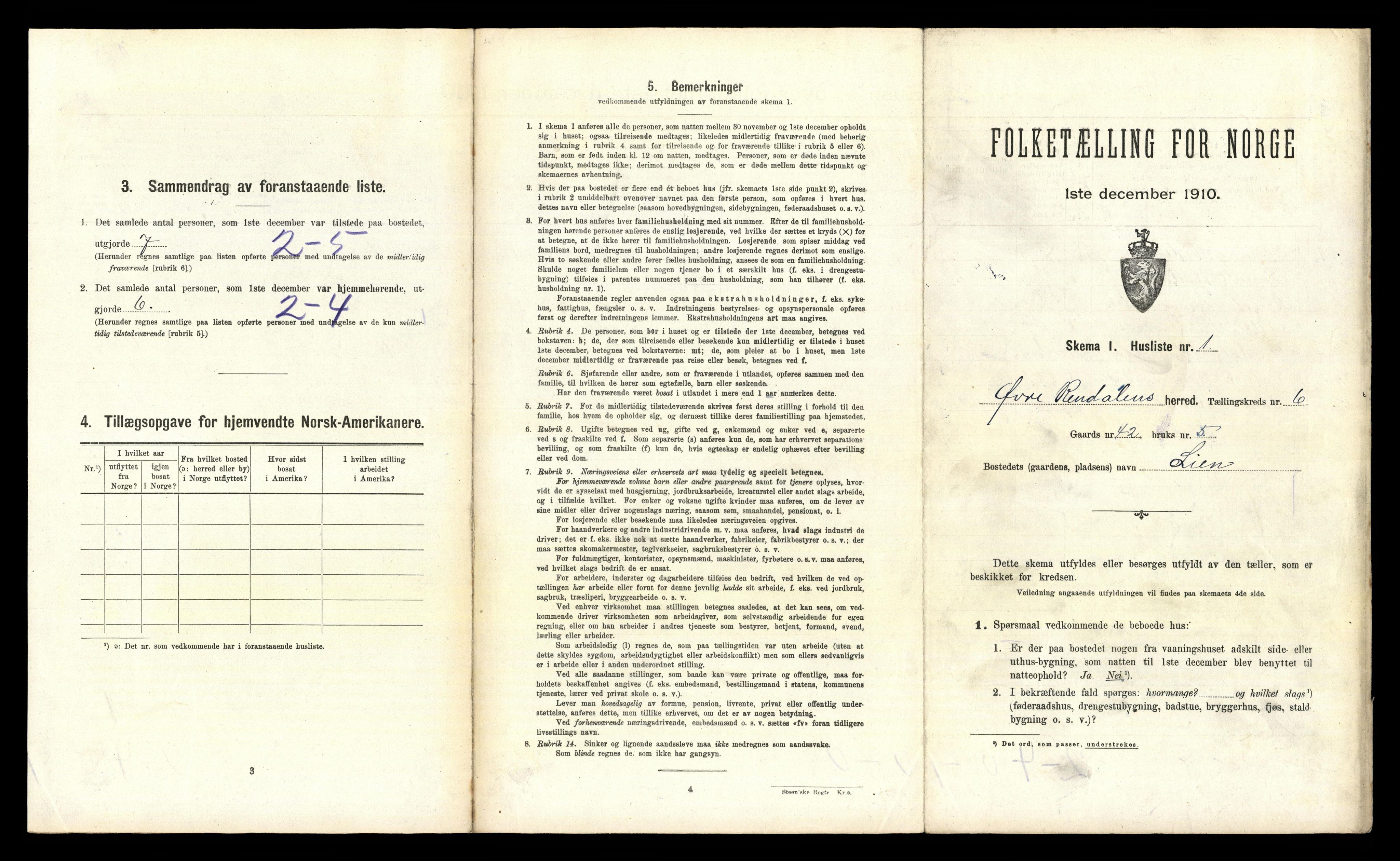 RA, 1910 census for Øvre Rendal, 1910, p. 390