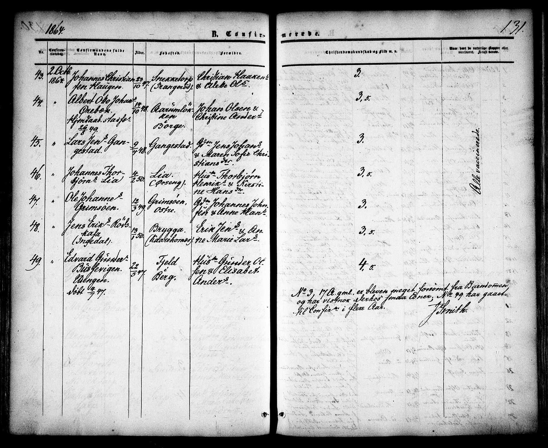 Skjeberg prestekontor Kirkebøker, SAO/A-10923/F/Fa/L0007: Parish register (official) no. I 7, 1859-1868, p. 131