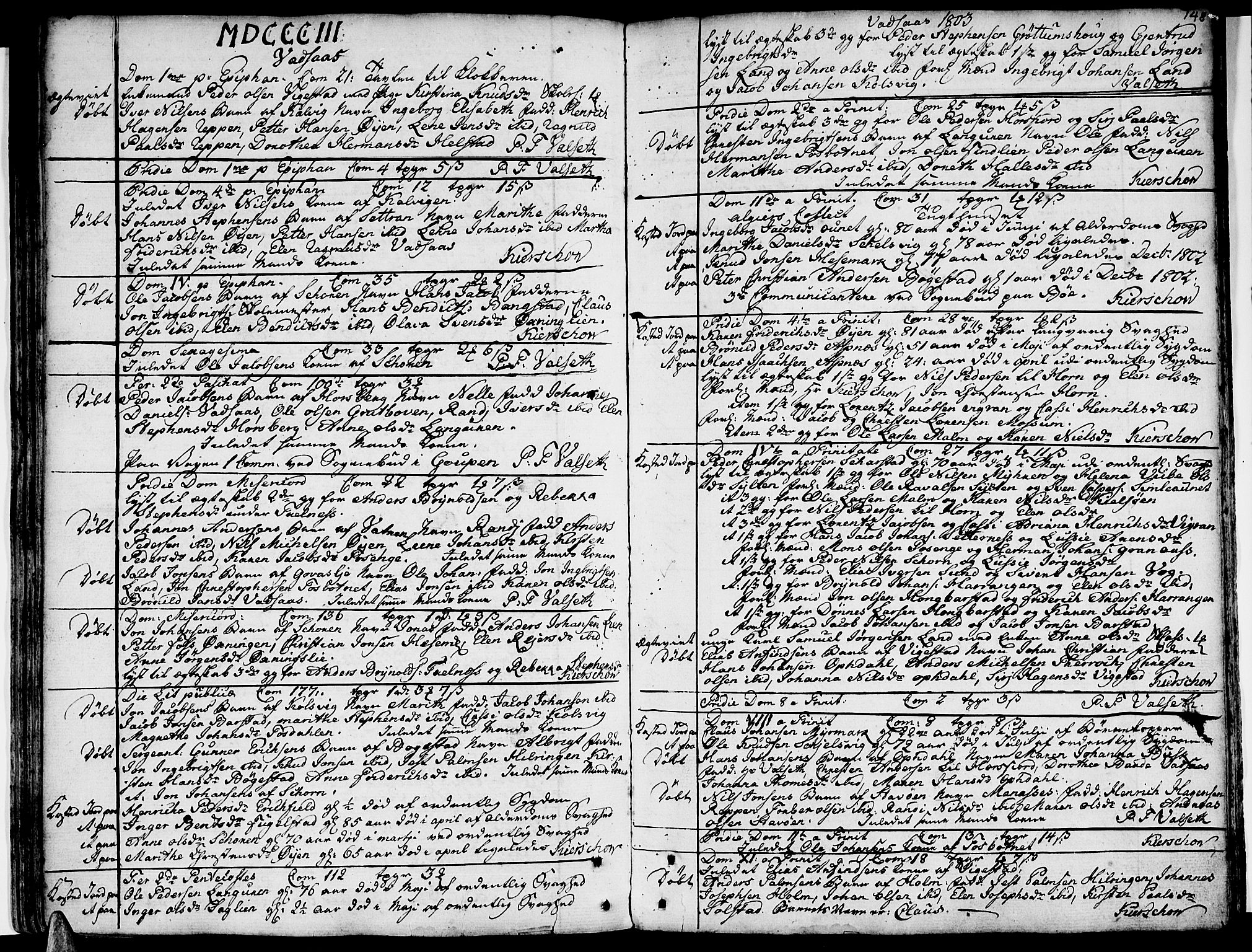 Ministerialprotokoller, klokkerbøker og fødselsregistre - Nordland, SAT/A-1459/810/L0137: Parish register (official) no. 810A01, 1752-1817, p. 148