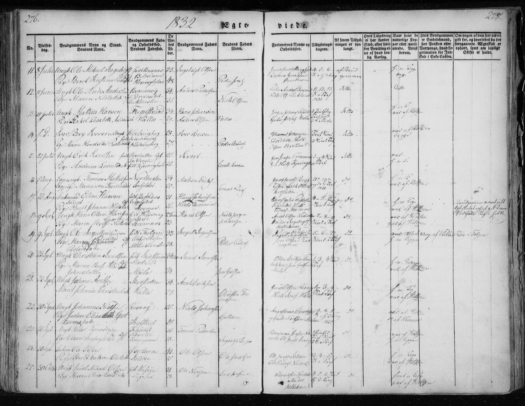 Ministerialprotokoller, klokkerbøker og fødselsregistre - Nordland, AV/SAT-A-1459/825/L0354: Parish register (official) no. 825A08, 1826-1841, p. 276-277